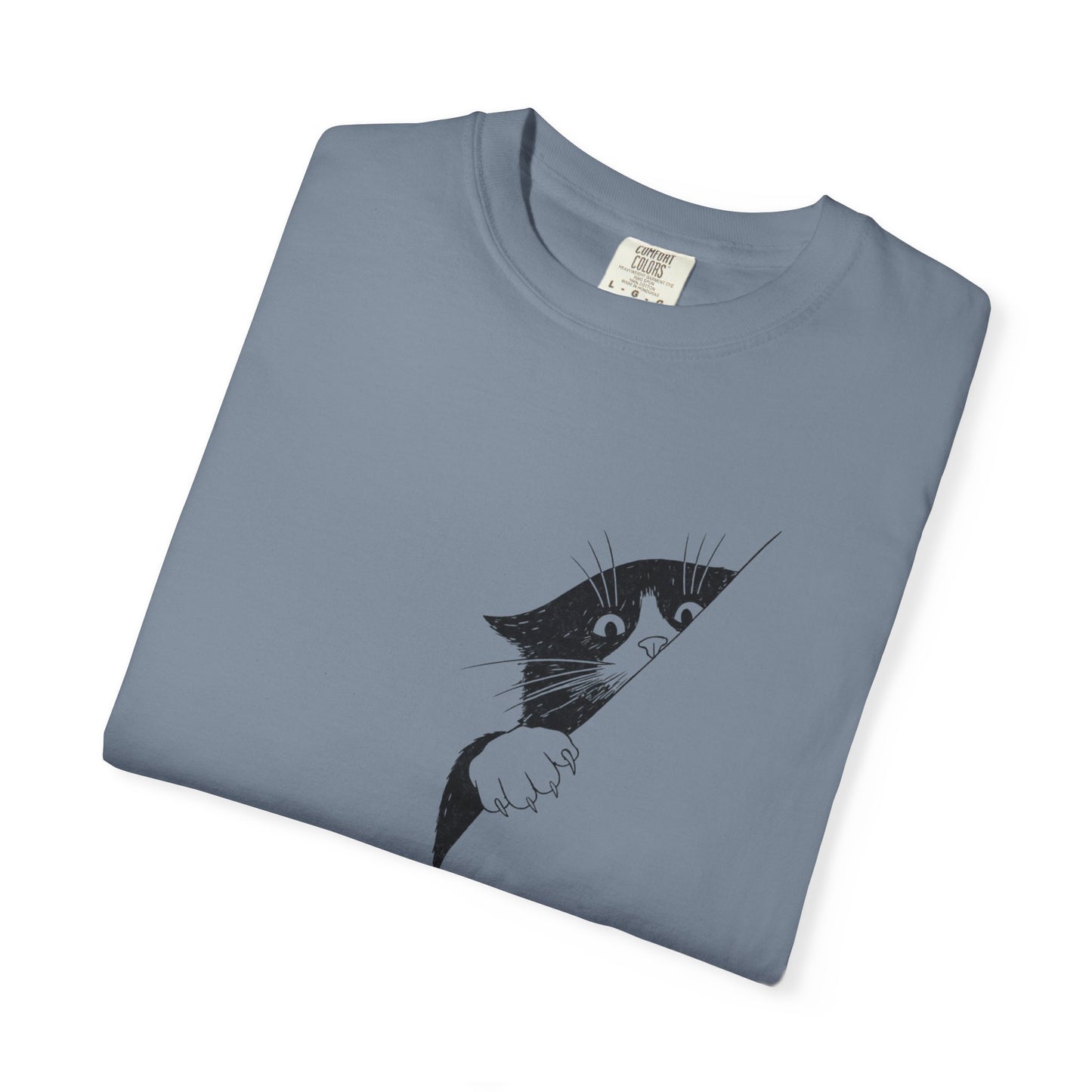 Peekaboo Cat T-Shirt — Minimalist 'Is It Safe?' Cat Lover Tee