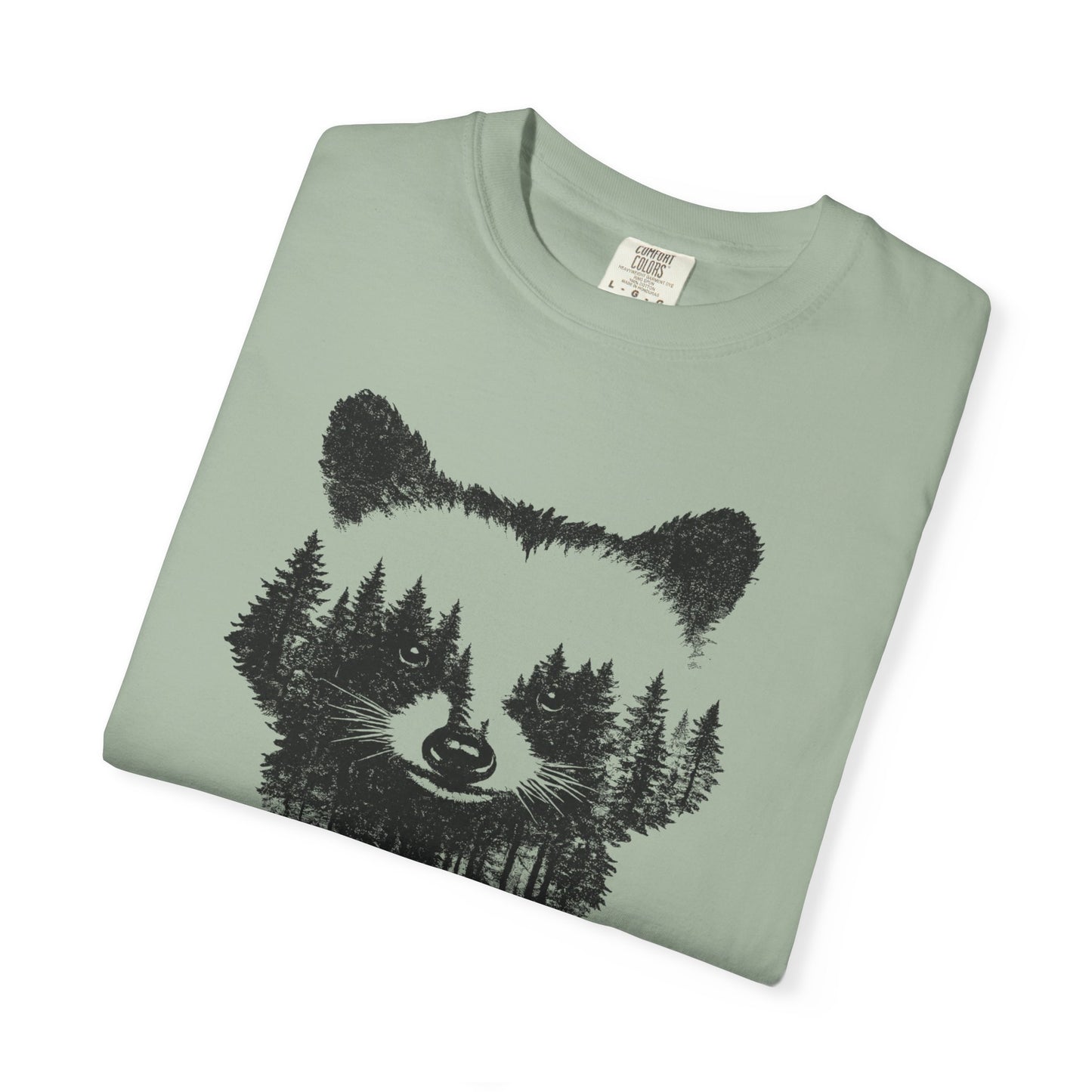 Woodland Raccoon Silhouette T-Shirt, Forest Wildlife Graphic Vintage Nature Tee