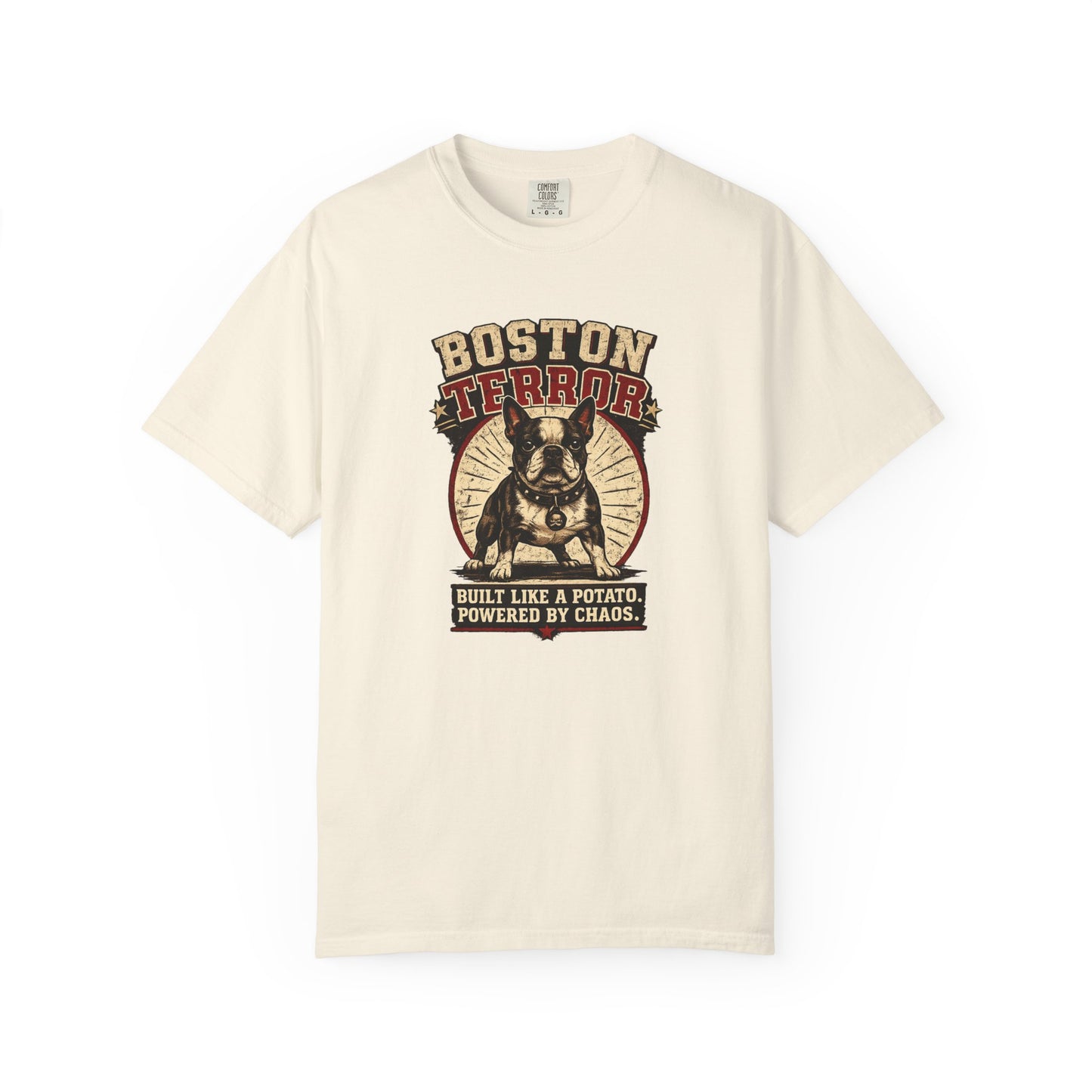 Boston TERROR Retro Boston Terrier T-Shirt — Built Like a Potato, Powered by Chaos