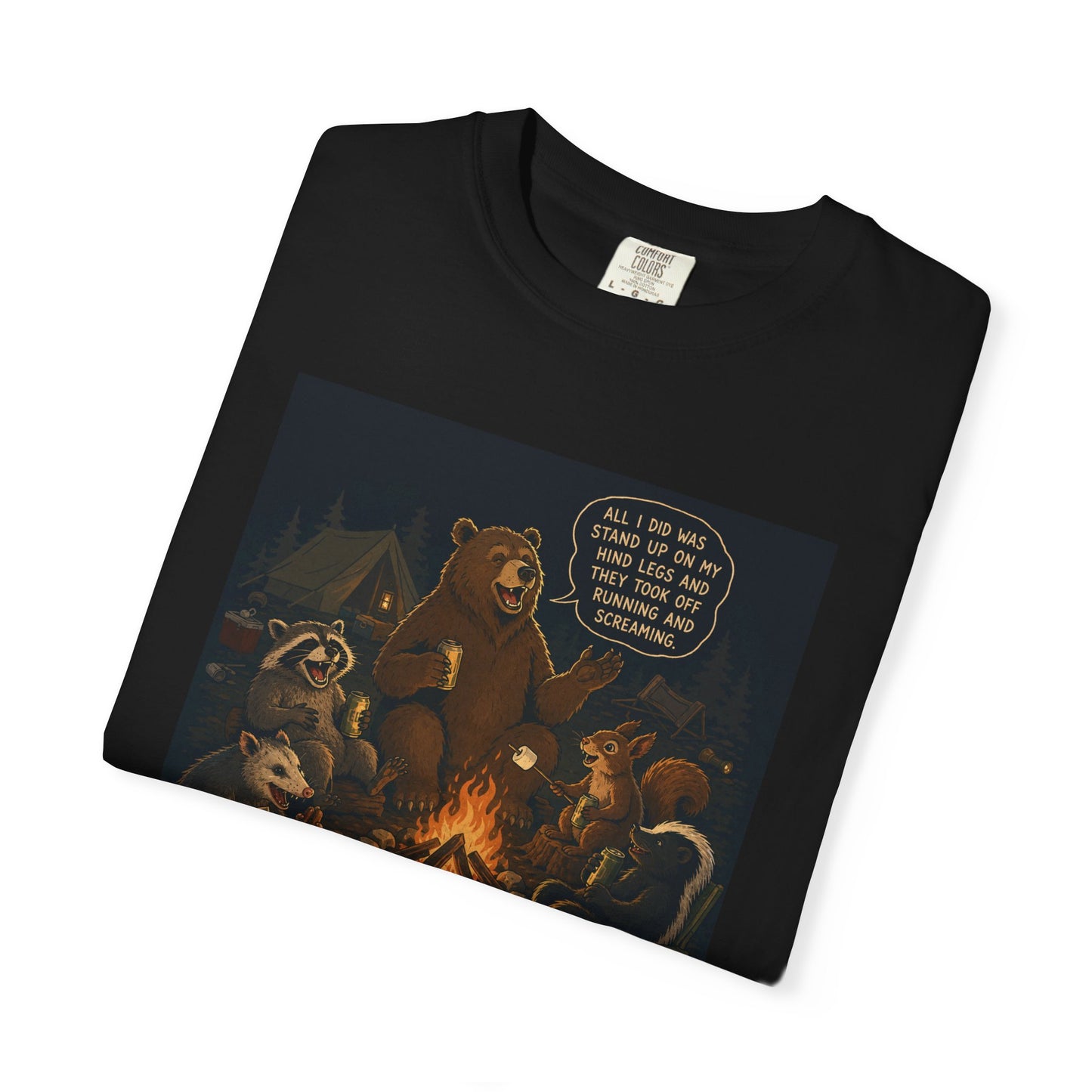Campfire Criminals | Funny Camping Bear & Raccoon Shirt | Woodland Animals Campfire Tee | Cozy Outdoors Graphic Tee