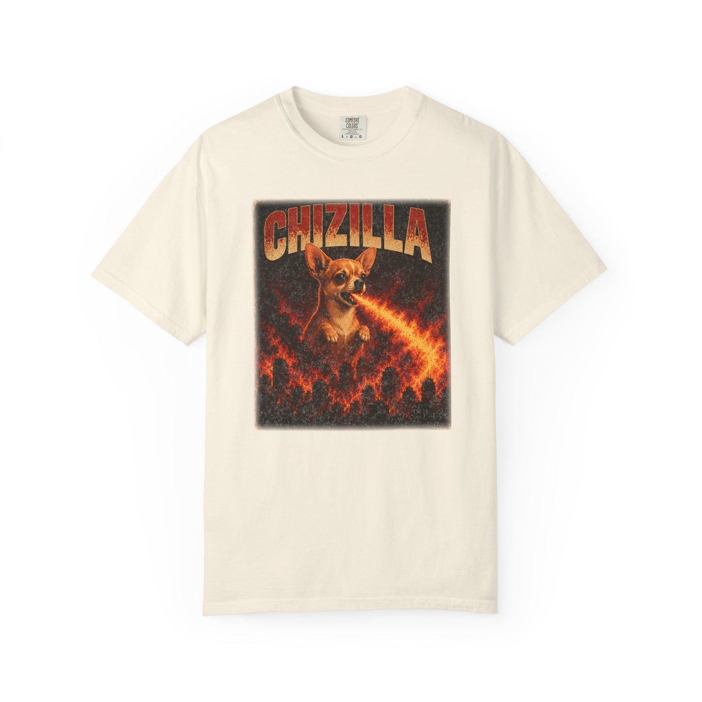Chizilla Chihuahua T-Shirt — Godzilla Parody Fire-Breathing Dog Tee