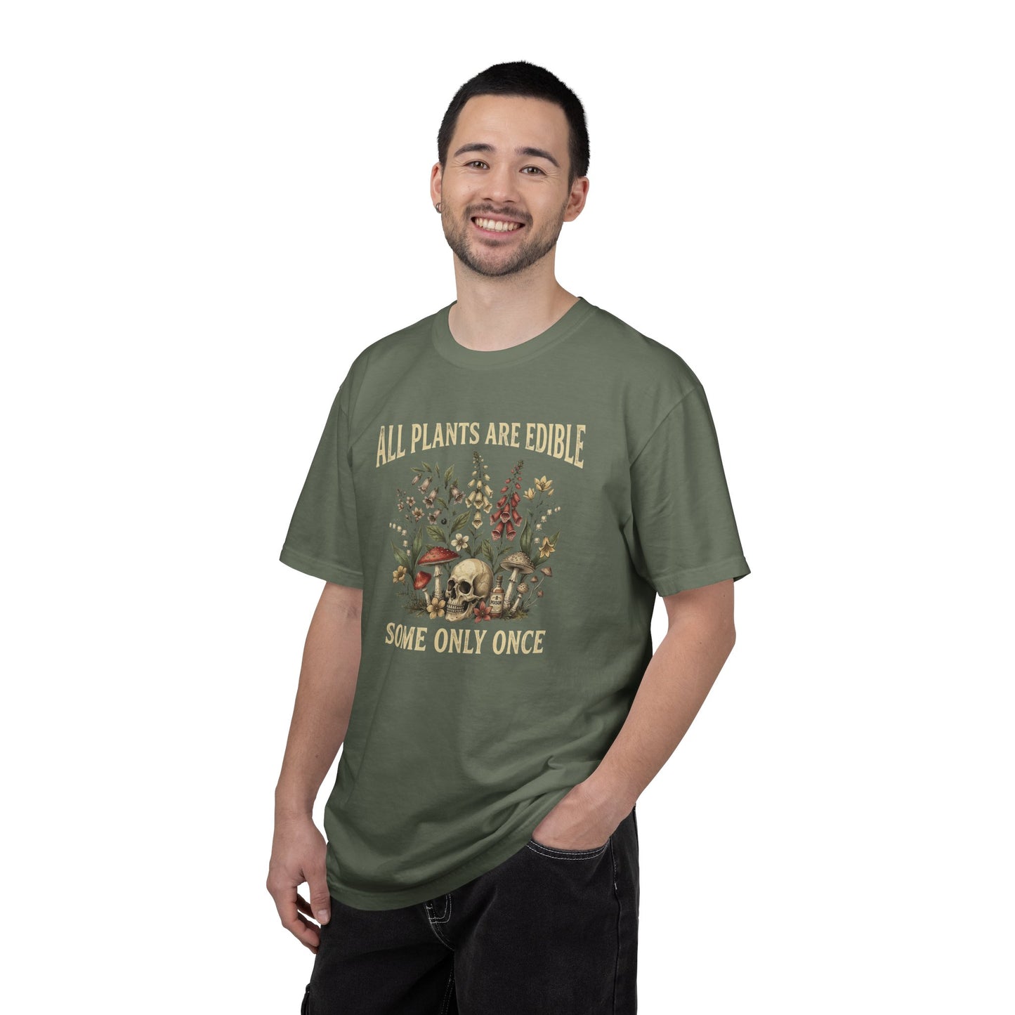 All Plants Are Edible Some Only Once Shirt | Funny Gardening Tee | Dark Humor Plant Shirt | Mushroom Graphic Tee