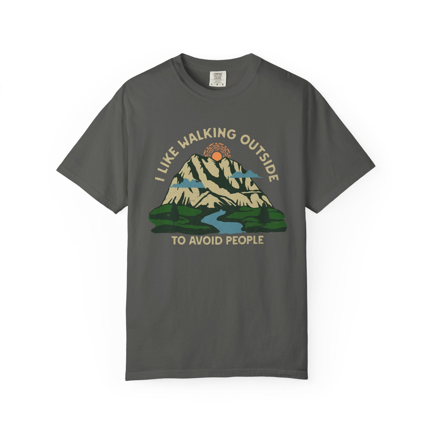 I Like Walking Outside to Avoid People Funny Hiking Introvert Nature Graphic T-Shirt