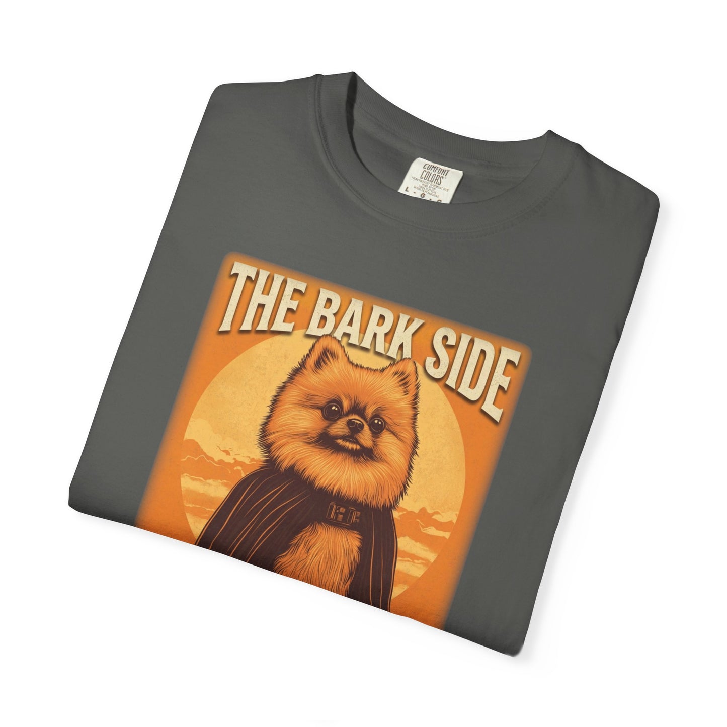 The Bark Side Funny Pomeranian Star Wars Inspired Dog T-Shirt | Cute Retro Dog Lover Tee