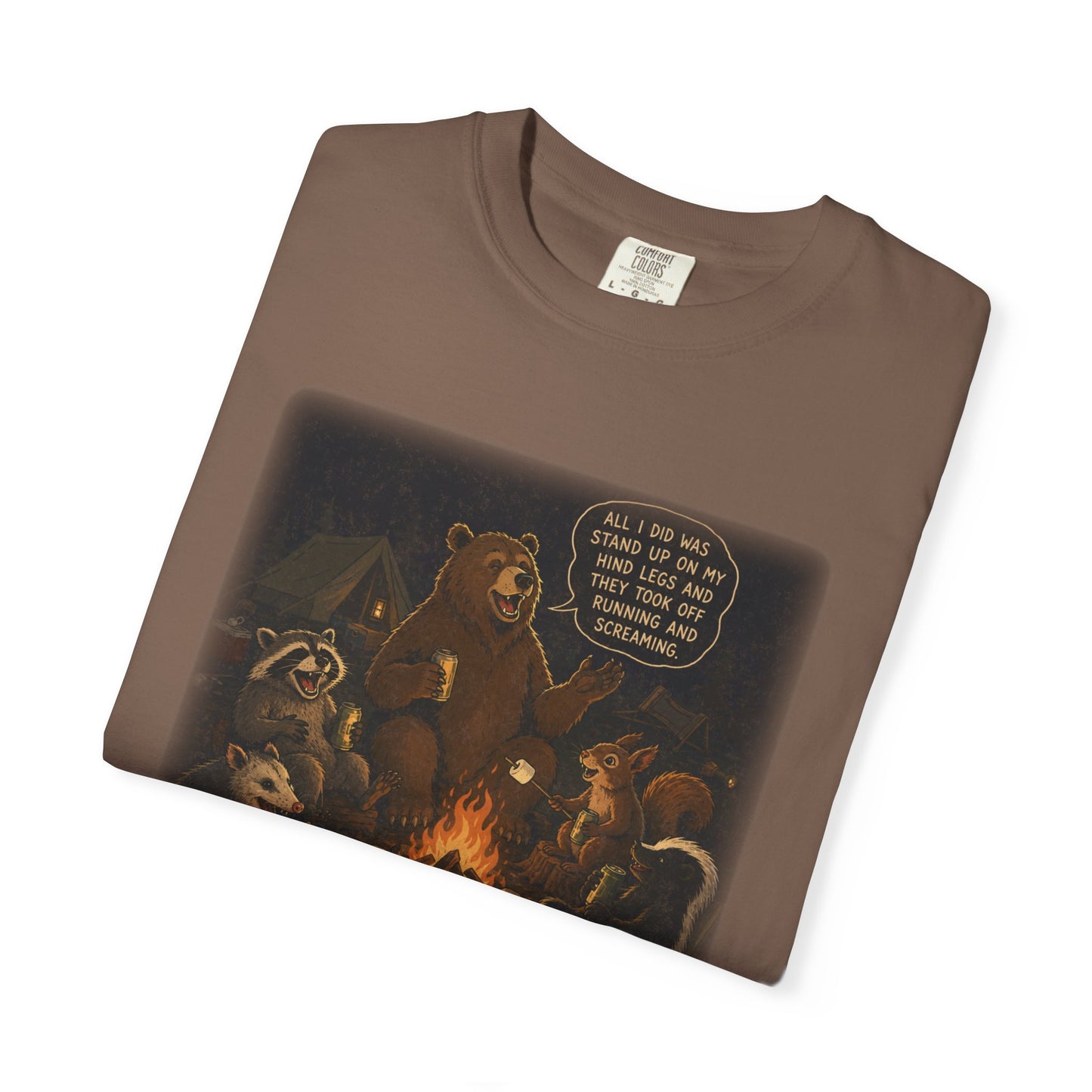 Campfire Criminals | Funny Camping Bear & Raccoon Shirt | Woodland Animals Campfire Tee | Cozy Outdoors Graphic Tee