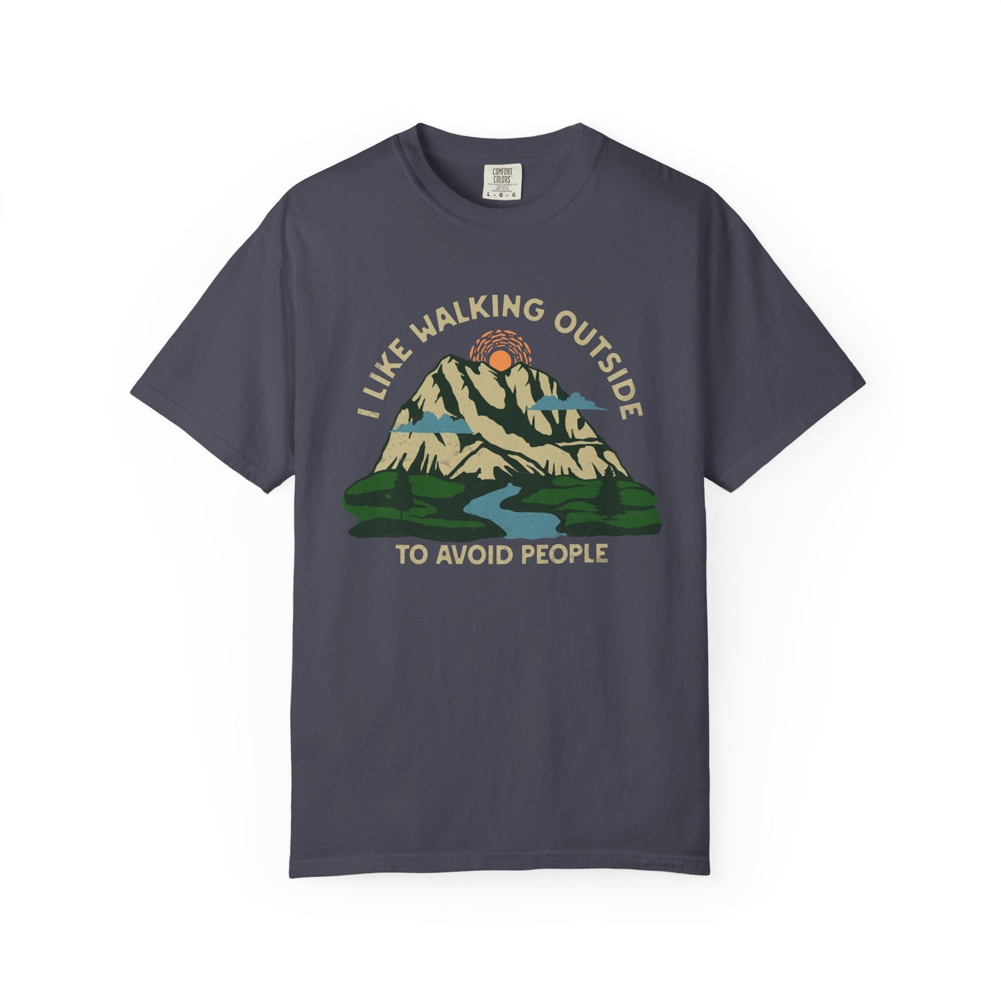 I Like Walking Outside to Avoid People Funny Hiking Introvert Nature Graphic T-Shirt