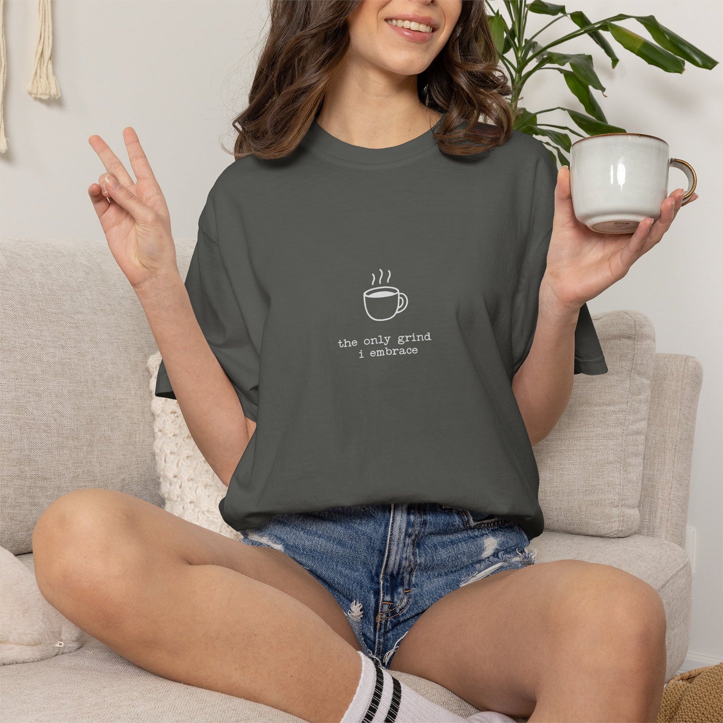 Anti-Hustle T-Shirt — "The Only Grind I Embrace" Coffee Mug Tee