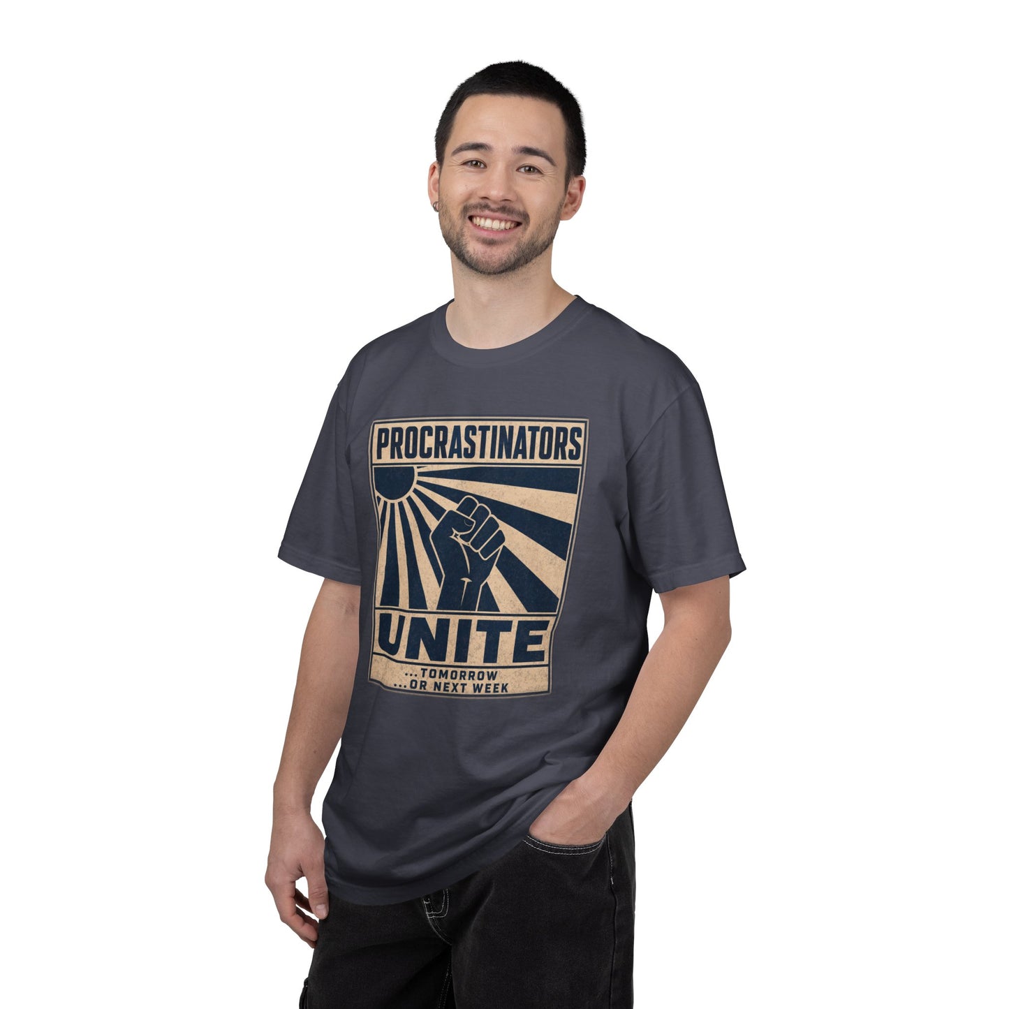 T-Shirt — "Procrastinators Unite" Retro Poster Graphic Tee