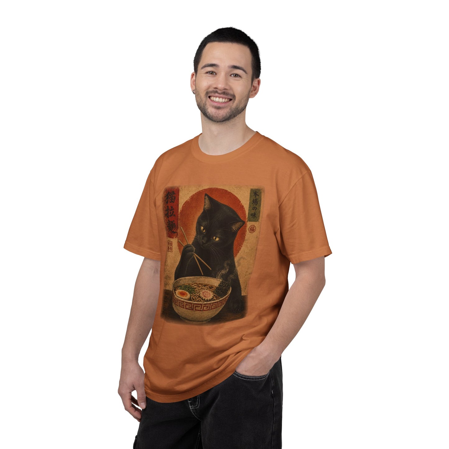 Vintage Ramen Cat Shirt | Black Cat Eating Noodles Graphic Tee | Japanese-Inspired Cat Lover Comfort Colors® T-Shirt