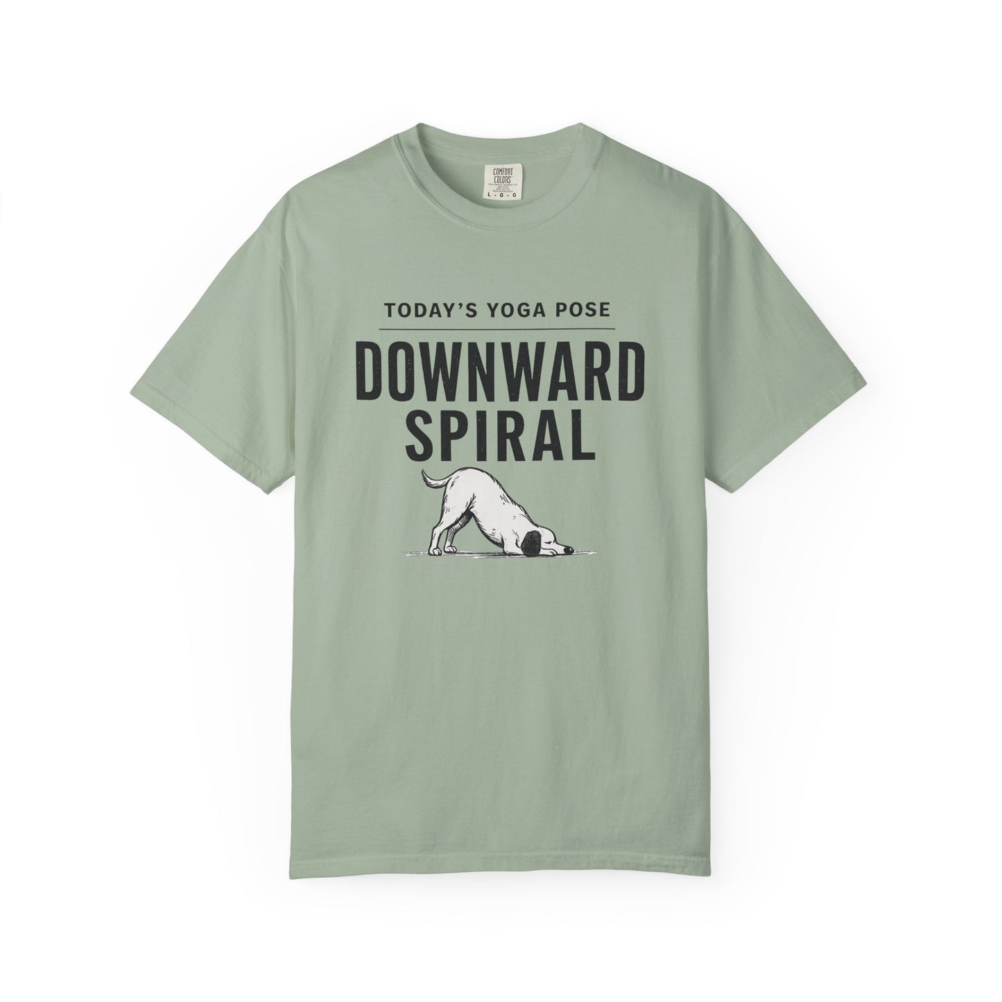 Downward Spiral Dog Yoga T-Shirt — Funny Downward Dog Graphic Tee