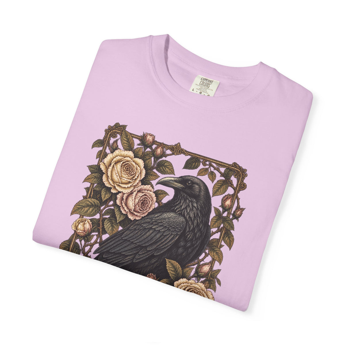 Raven & Roses Graphic T‑Shirt — Gothic Floral Botanical Vintage Tee