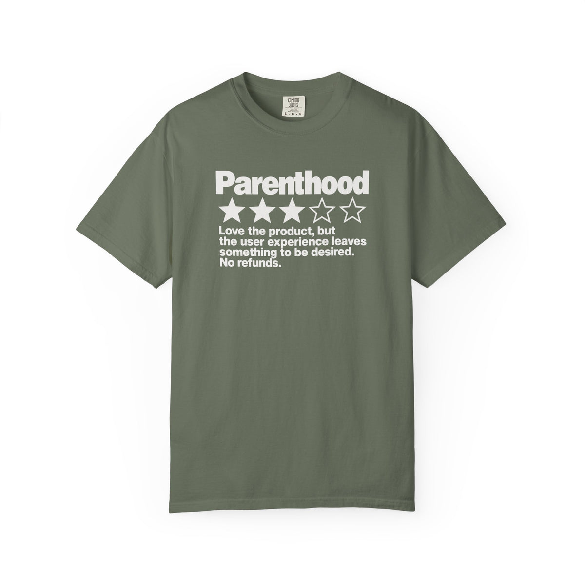 Parenthood 3-Star Review T-Shirt — Funny Sarcastic Gift for Mom and Dad