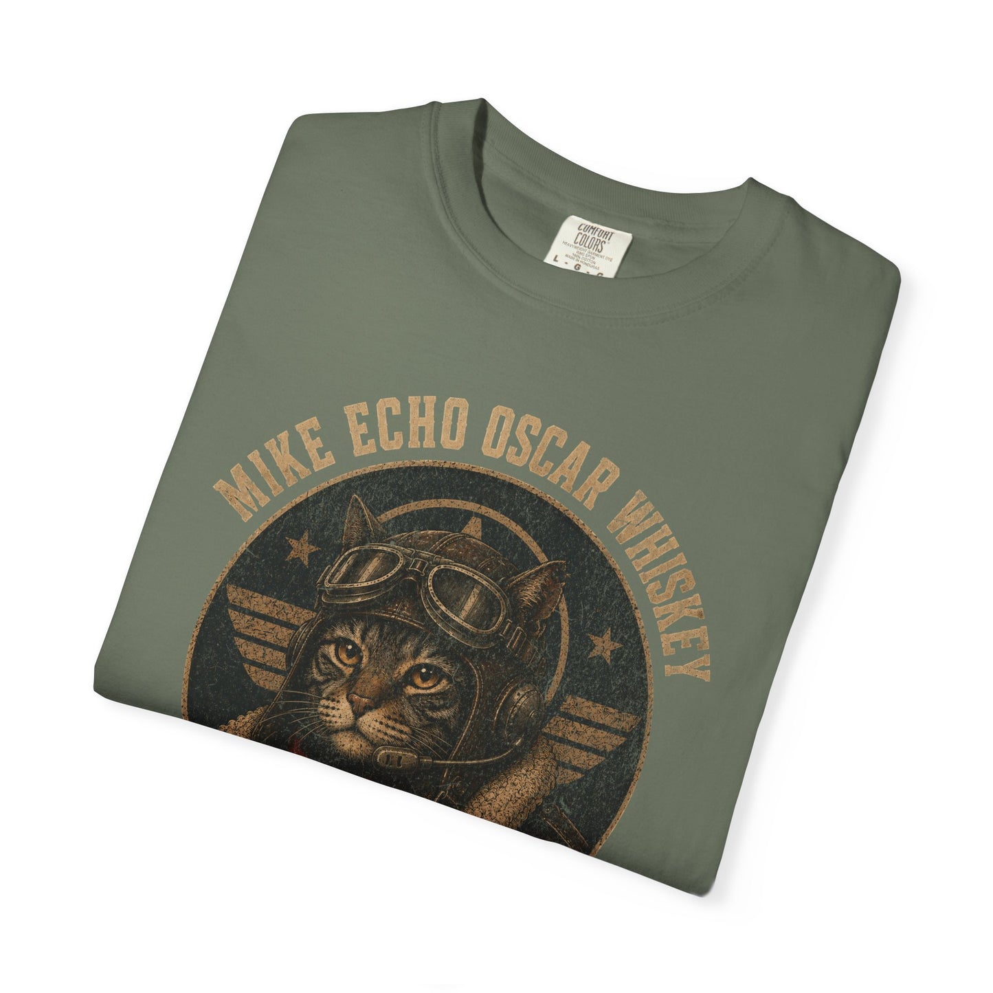 Mike Echo Oscar Whiskey Shirt | Funny Pilot Cat Tee | Aviation Humor T-Shirt | Vintage Graphic Cat Shirt