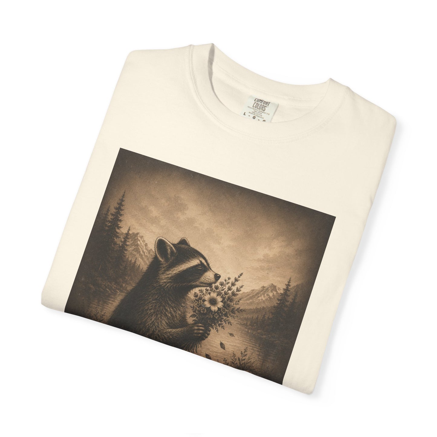 Raccoon with Roses Vintage T-Shirt — Moody Distressed Art