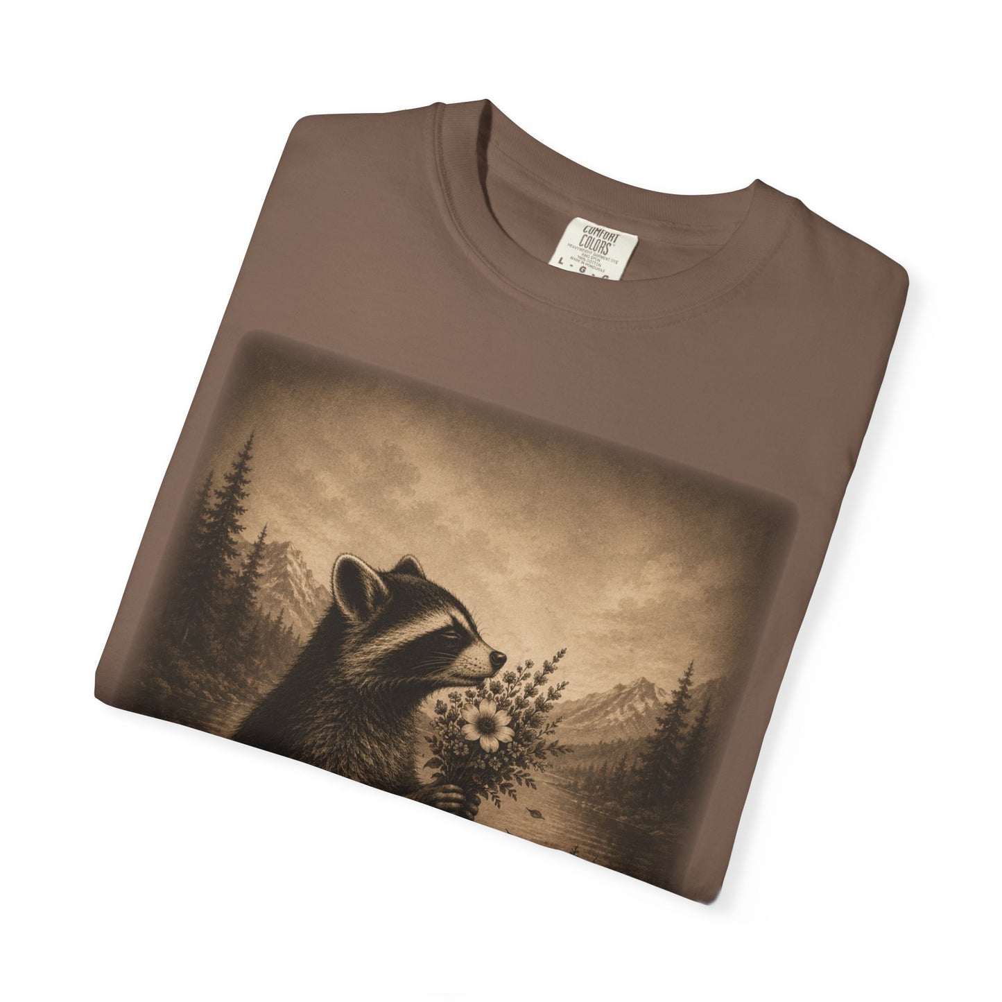 Raccoon With Wildflowers T-Shirt | Vintage Woodland Nature Graphic Tee