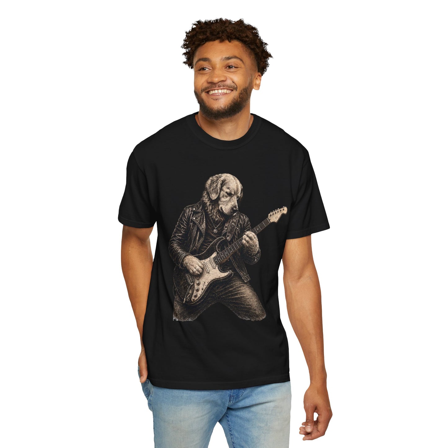 Golden Retriever Guitar Shirt | Vintage Rock Band Dog Tee | Guitar Player Gift | Music Lover Graphic T-Shirt