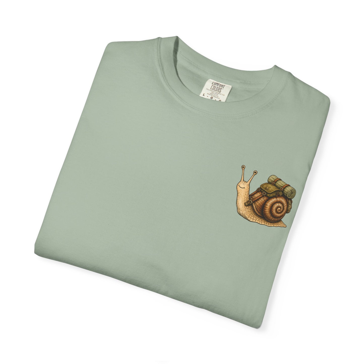 Snail Pocket T-Shirt — Cute Minimal Animal Slow Adventure Graphic Tee