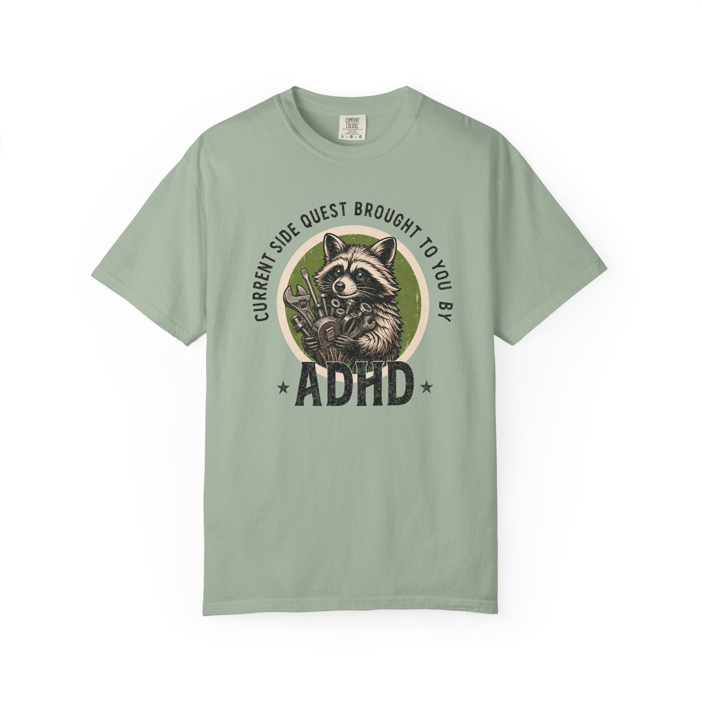 Distressed Current Side Quest Brought to You by ADHD Shirt, Funny Neurodivergent Humor Animal Tee