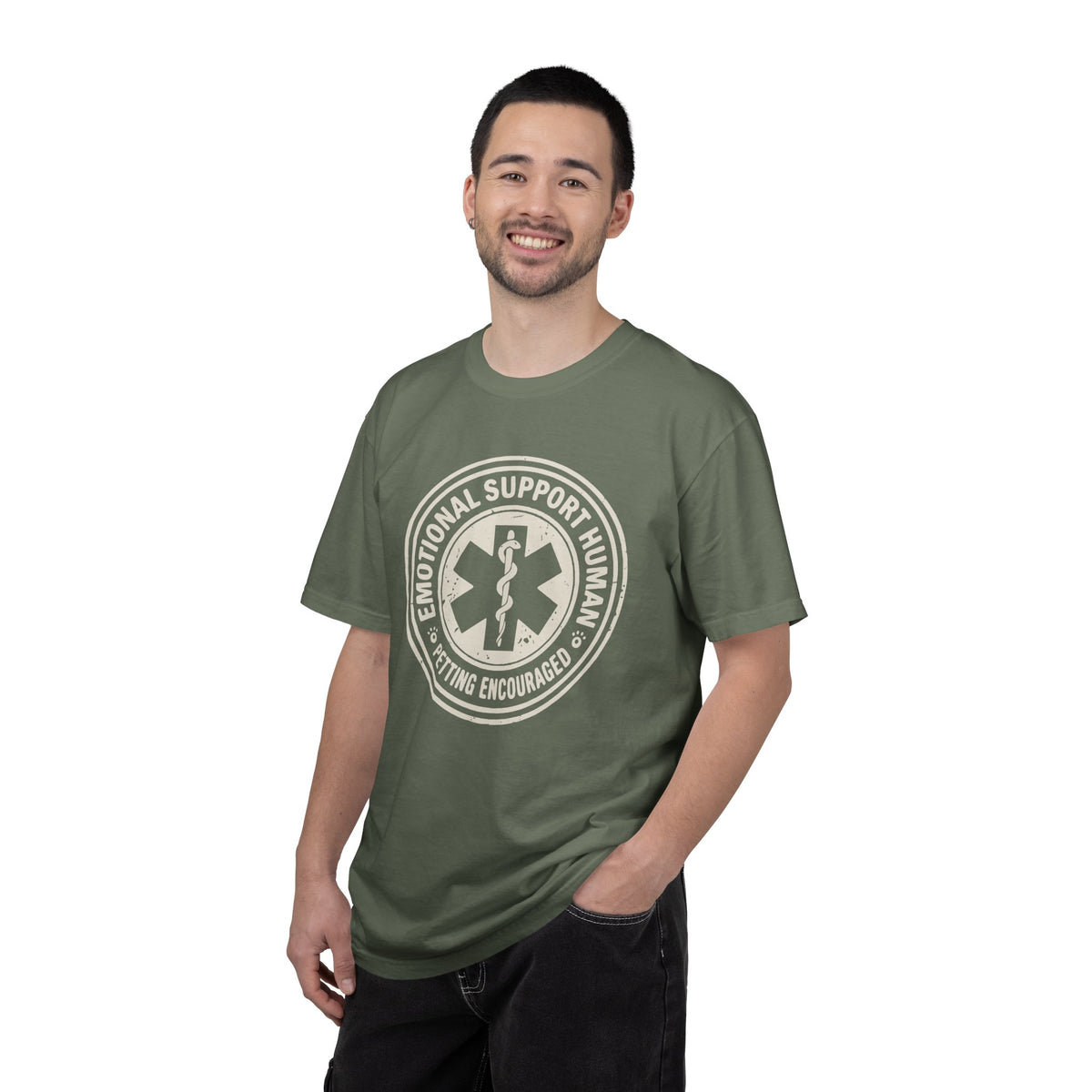 Emotional Support Human T-Shirt — “Petting Encouraged”