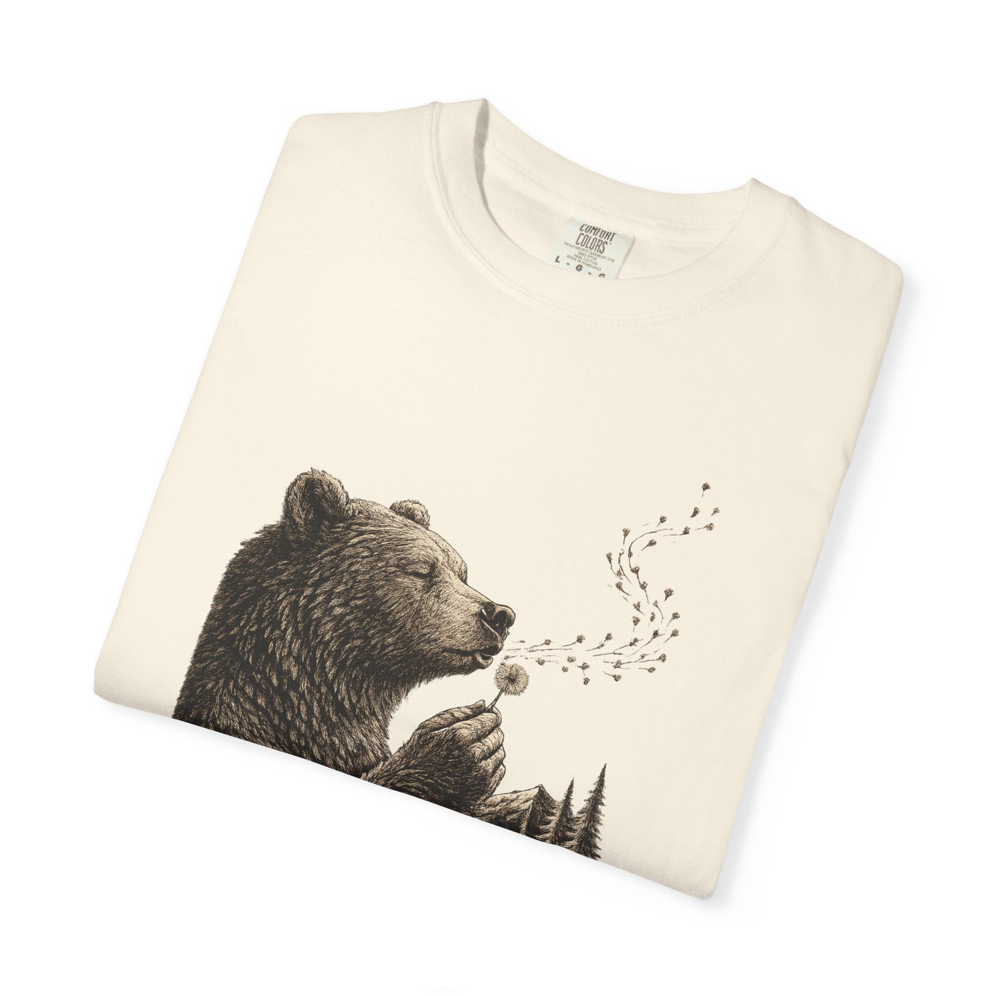 Bear Blowing Dandelion T-Shirt — Outdoor Enthusiast Woodland Nature Graphic Tee