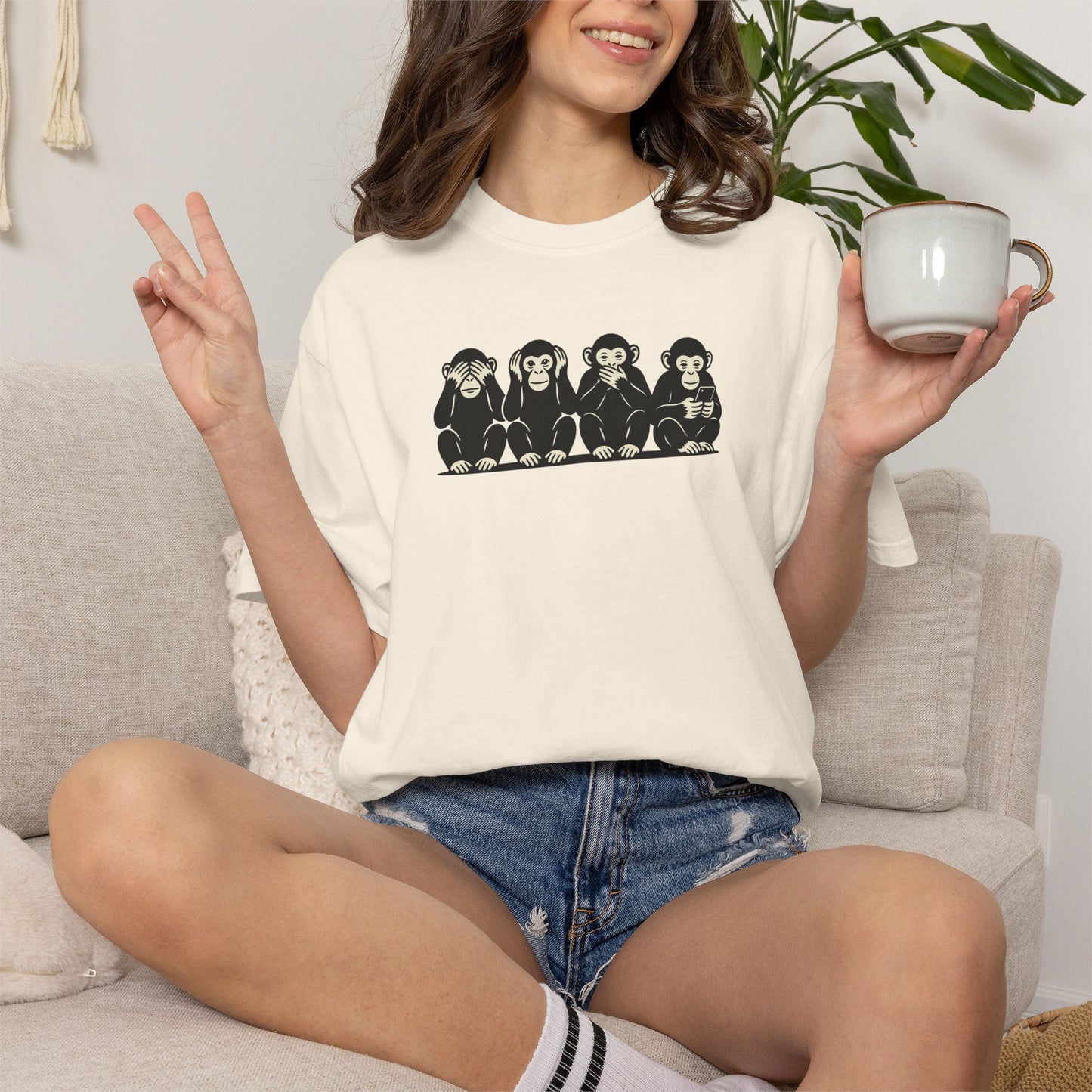Modern Monkeys Shirt | See Hear Speak Scroll Tee | Funny Social Media Shirt | Monkey Graphic Tee | Introvert Humor Shirt