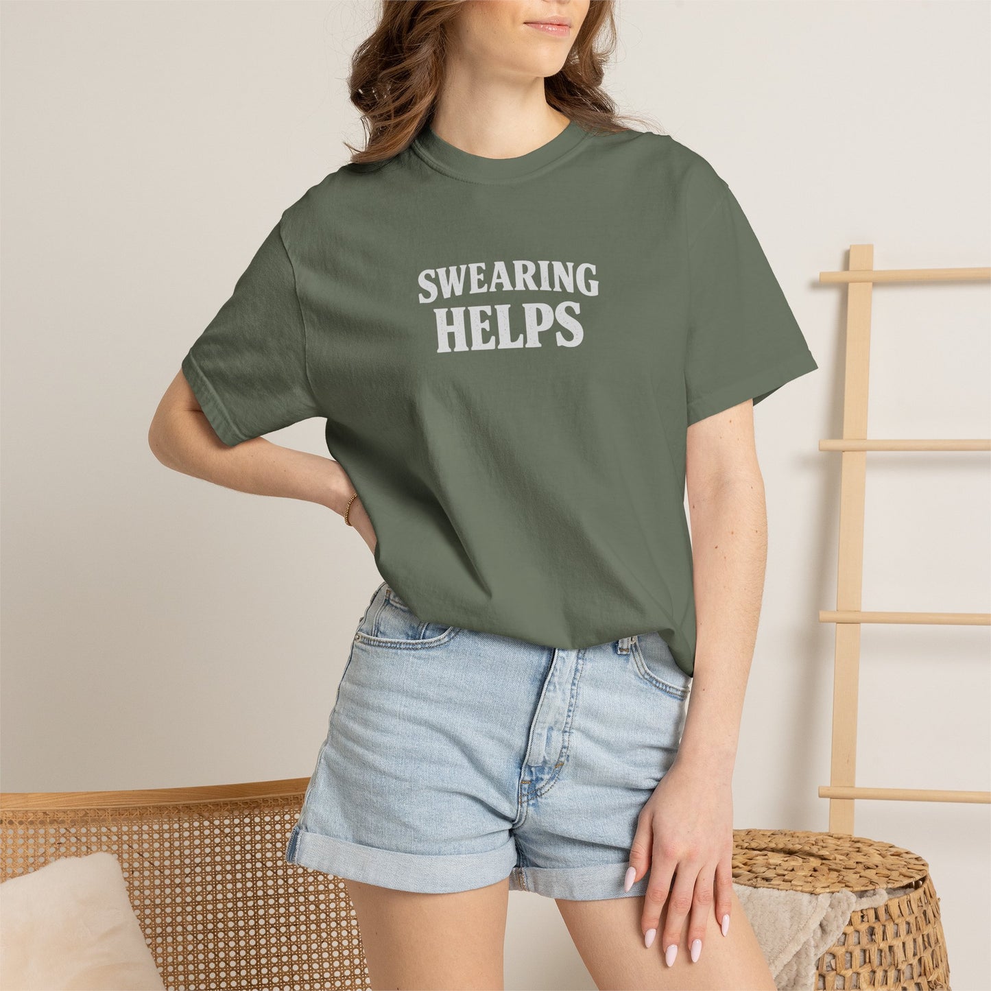 SWEARING HELPS T-Shirt — Funny Typographic Tee