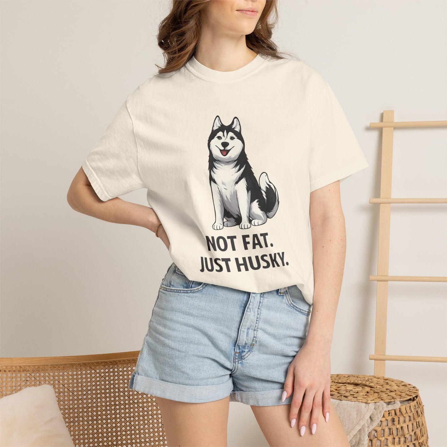 Not Fat Just Husky Husky T-Shirt | Cute Husky Illustration, Dog Lover Tee