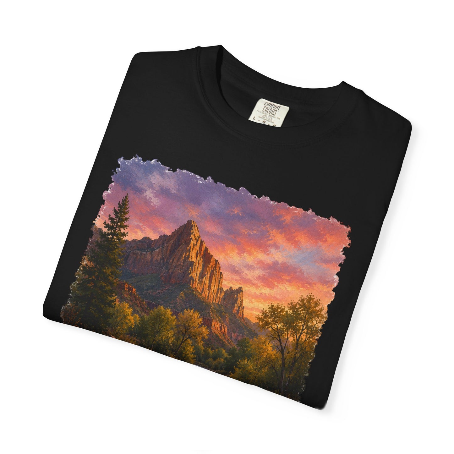 Zion National Park Scenic T-Shirt — Sunset Mountain River The Watchman Graphic Tee