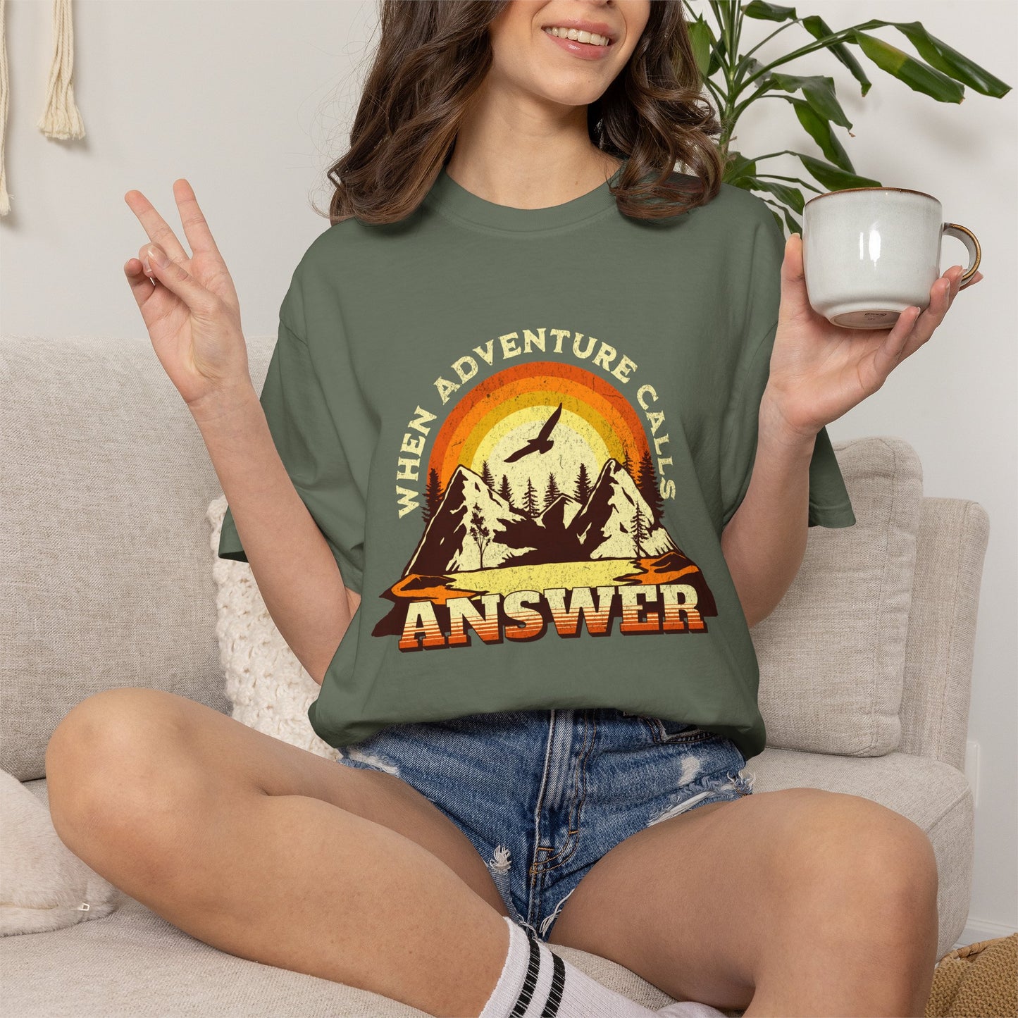 When Adventure Calls — Mountain Retro T-Shirt