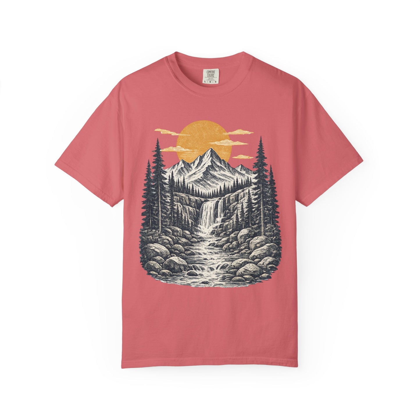 Mountain Sunset T-Shirt — Scenic Wilderness River Graphic Tee