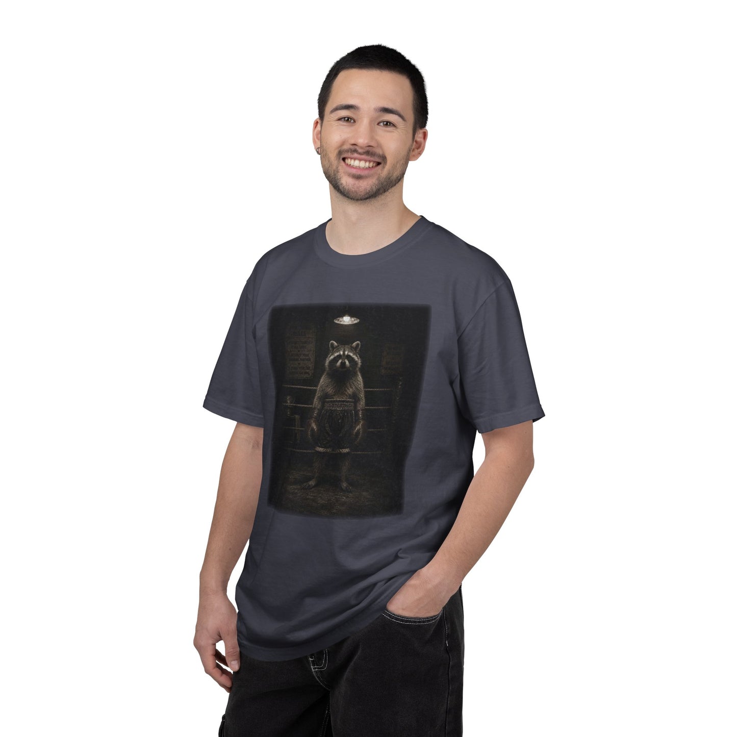 Raccoon Boxer T-Shirt | Fighting the Chaos | Vintage Animal Graphic Tee | Unisex Comfort Colors Shirt