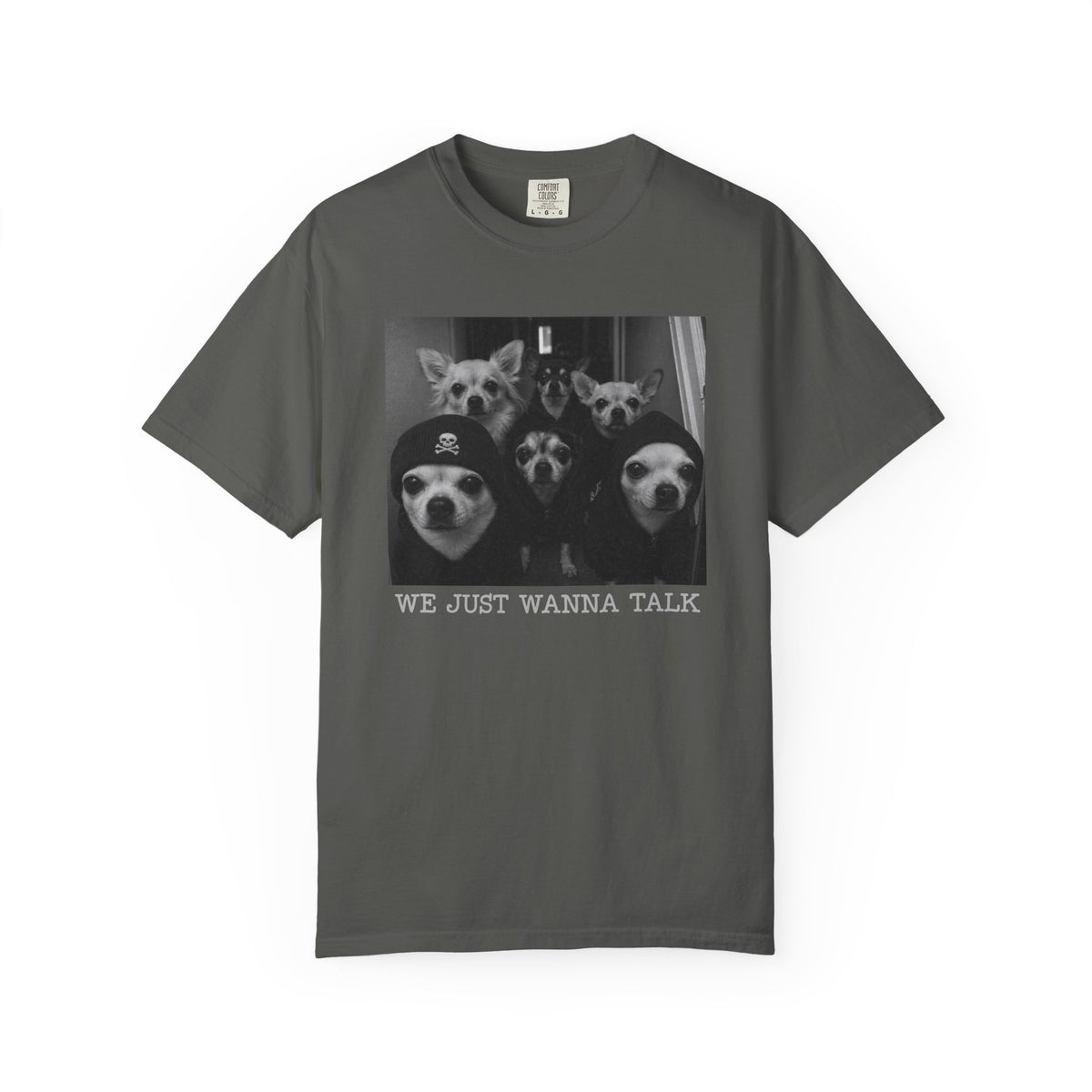 Vintage Chihuahua Photo 'We Just Wanna Talk' Dog T-Shirt
