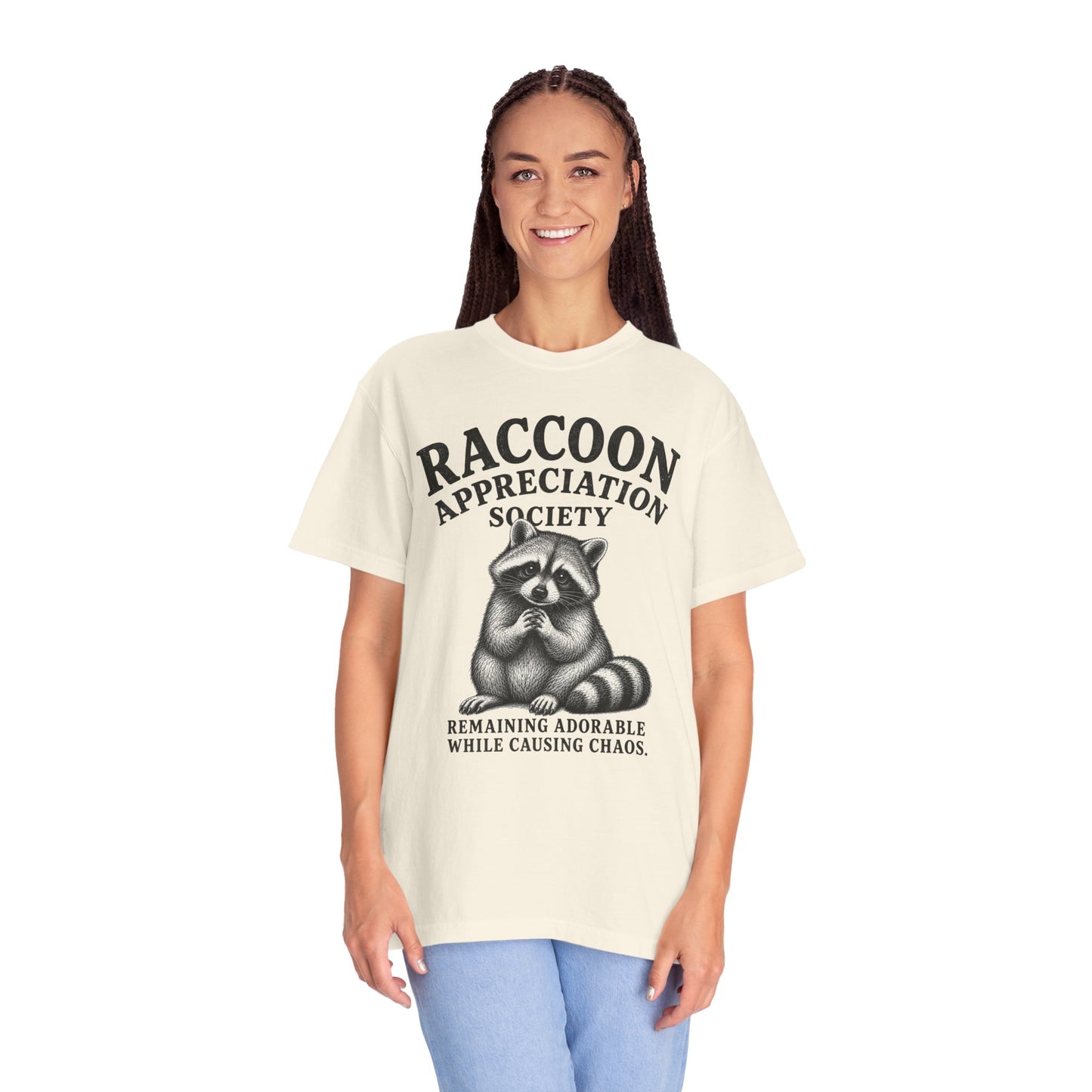 Raccoon Appreciation Society T-Shirt — "Remaining Adorable While Causing Chaos" Funny Cute Trash Panda Tee