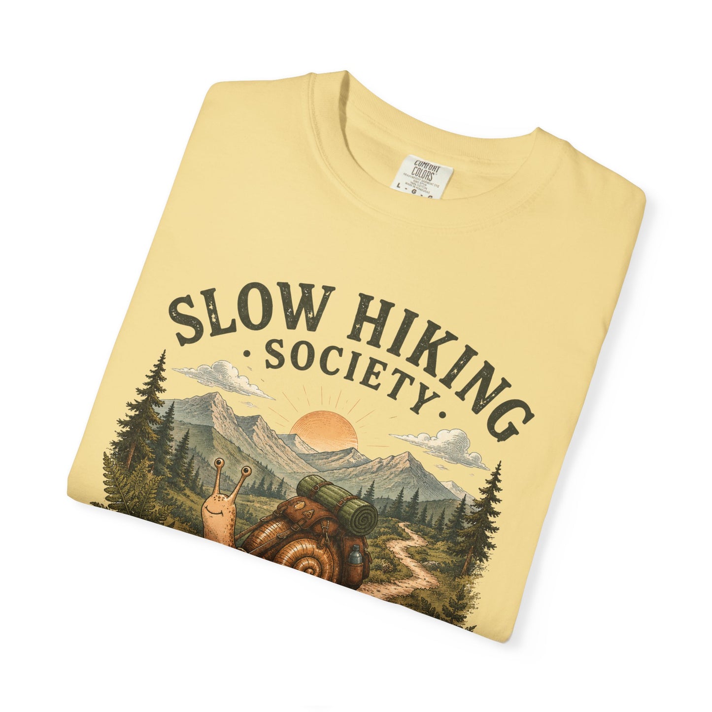 Slow Hiking Society T-Shirt, Retro Snail Vintage Be There When I Get There Nature Tee
