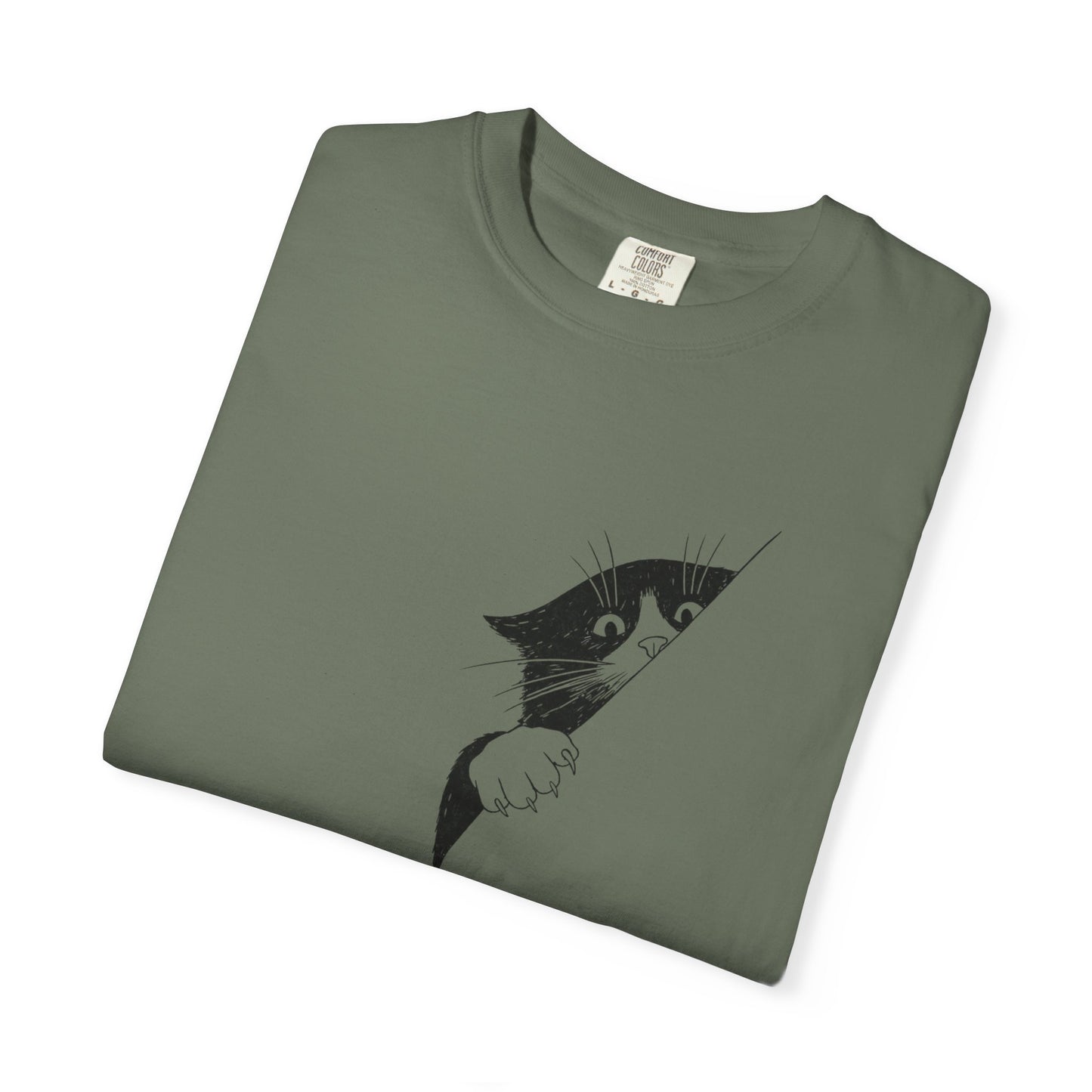 Peekaboo Cat T-Shirt — Minimalist 'Is It Safe?' Cat Lover Tee