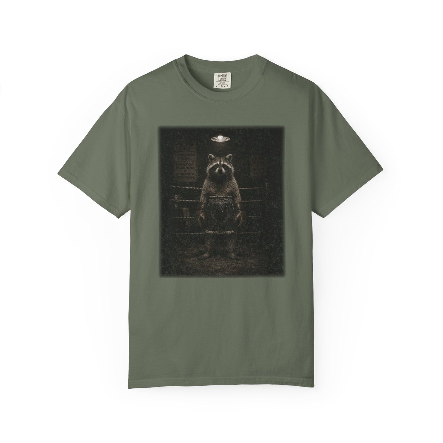 Raccoon Boxer T-Shirt | Fighting the Chaos | Vintage Animal Graphic Tee | Unisex Comfort Colors Shirt