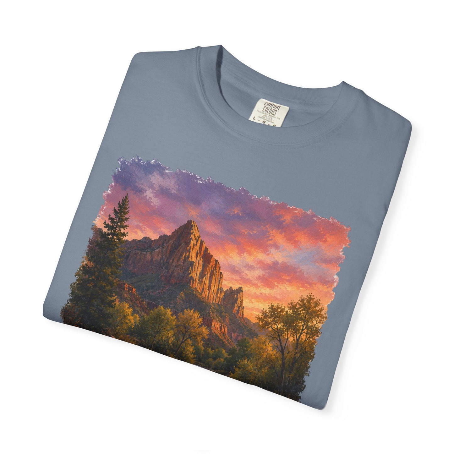 Zion National Park Scenic T-Shirt — Sunset Mountain River The Watchman Graphic Tee