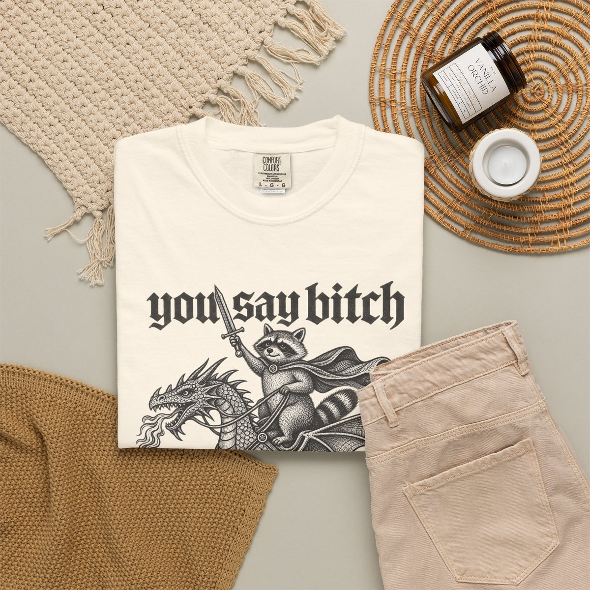 You Say Bitch Like It's A Bad Thing Vintage Gothic Raccoon Dragon T-Shirt