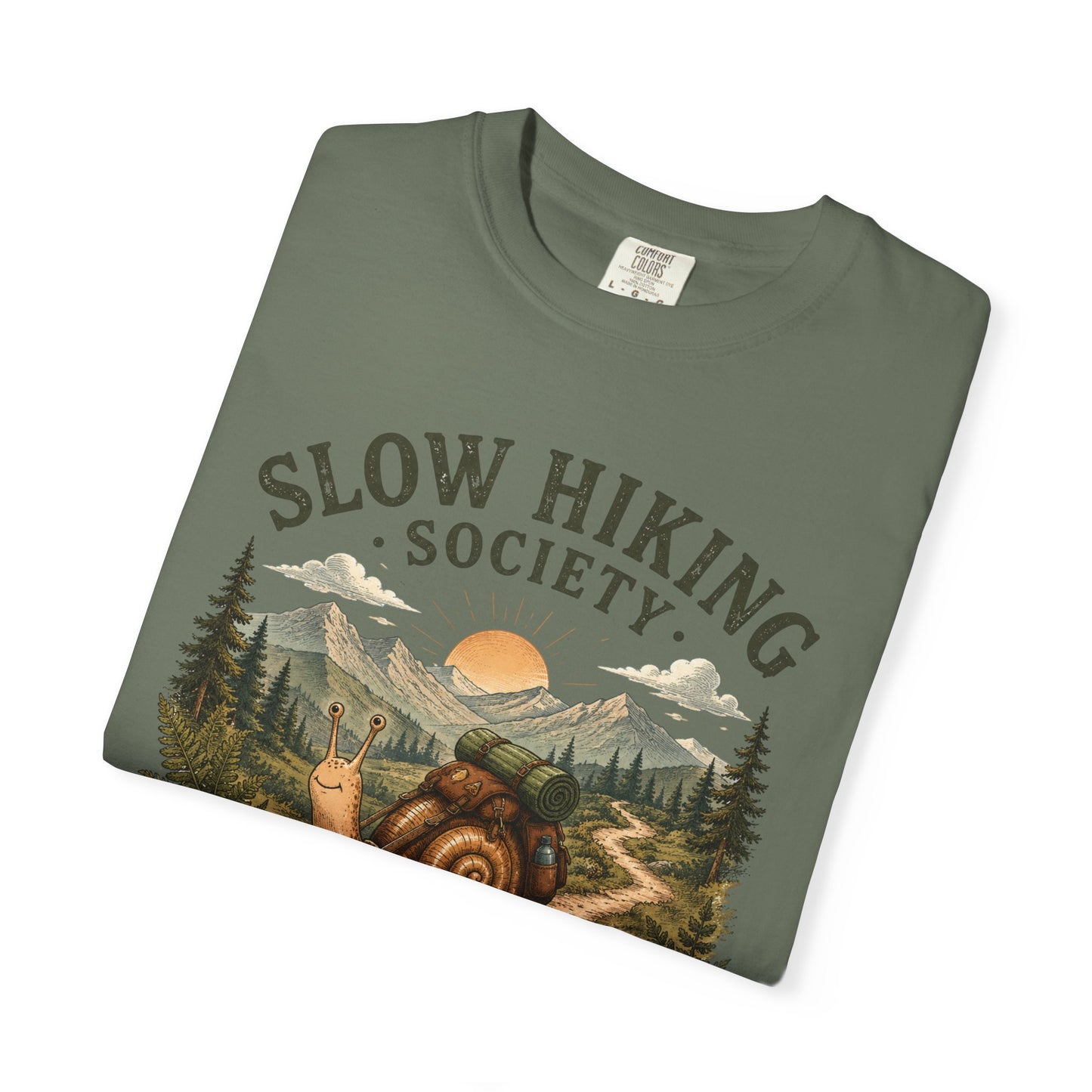 Slow Hiking Society T-Shirt, Retro Snail Vintage Be There When I Get There Nature Tee