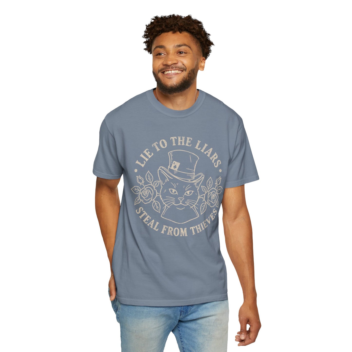 Lie to the Liars Steal from Thieves Cat Vintage Retro Graphic Tee