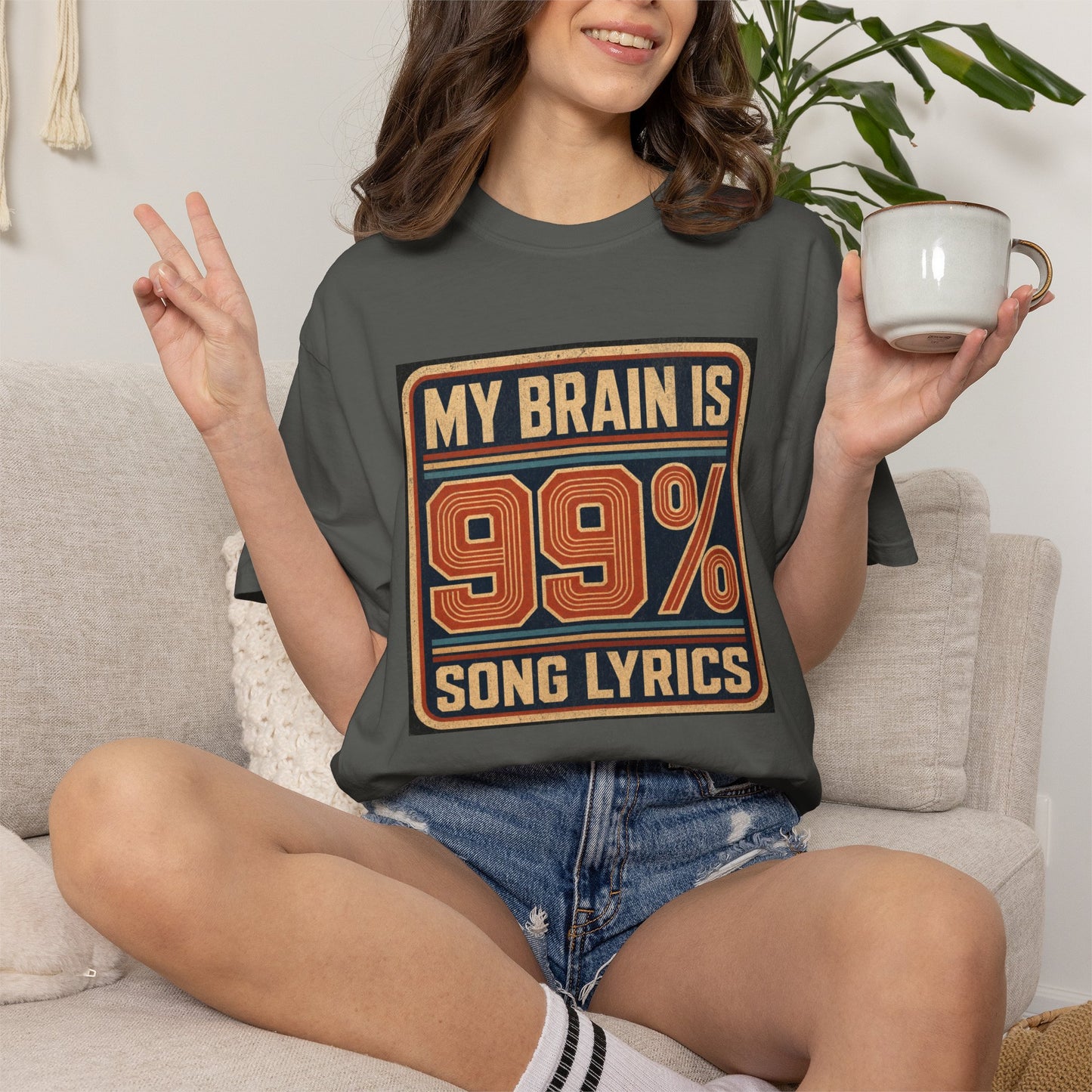 T-Shirt — "My Brain Is 99% Song Lyrics" Retro Music Lover Tee