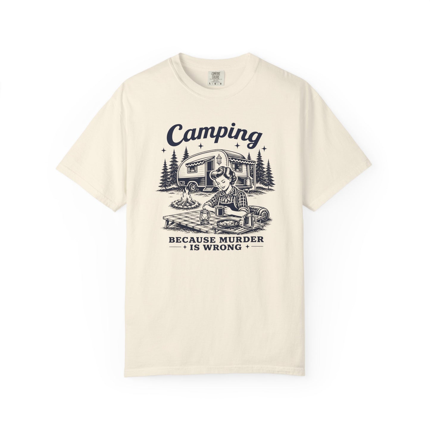 Camping Because Murder Is Wrong Vintage 1950s Camp T-Shirt