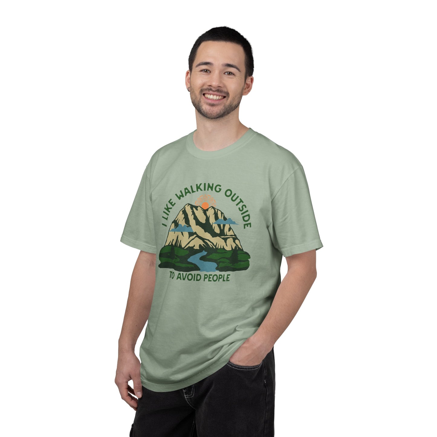 I Like Walking Outside to Avoid People Funny Hiking Introvert Nature Graphic T-Shirt