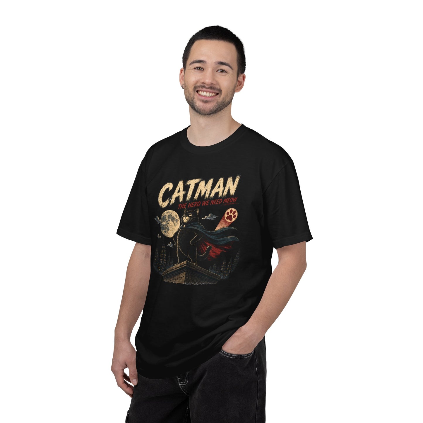 Catman Retro Comic T-Shirt — Vintage Superhero Cat The Hero We Need Meow Design