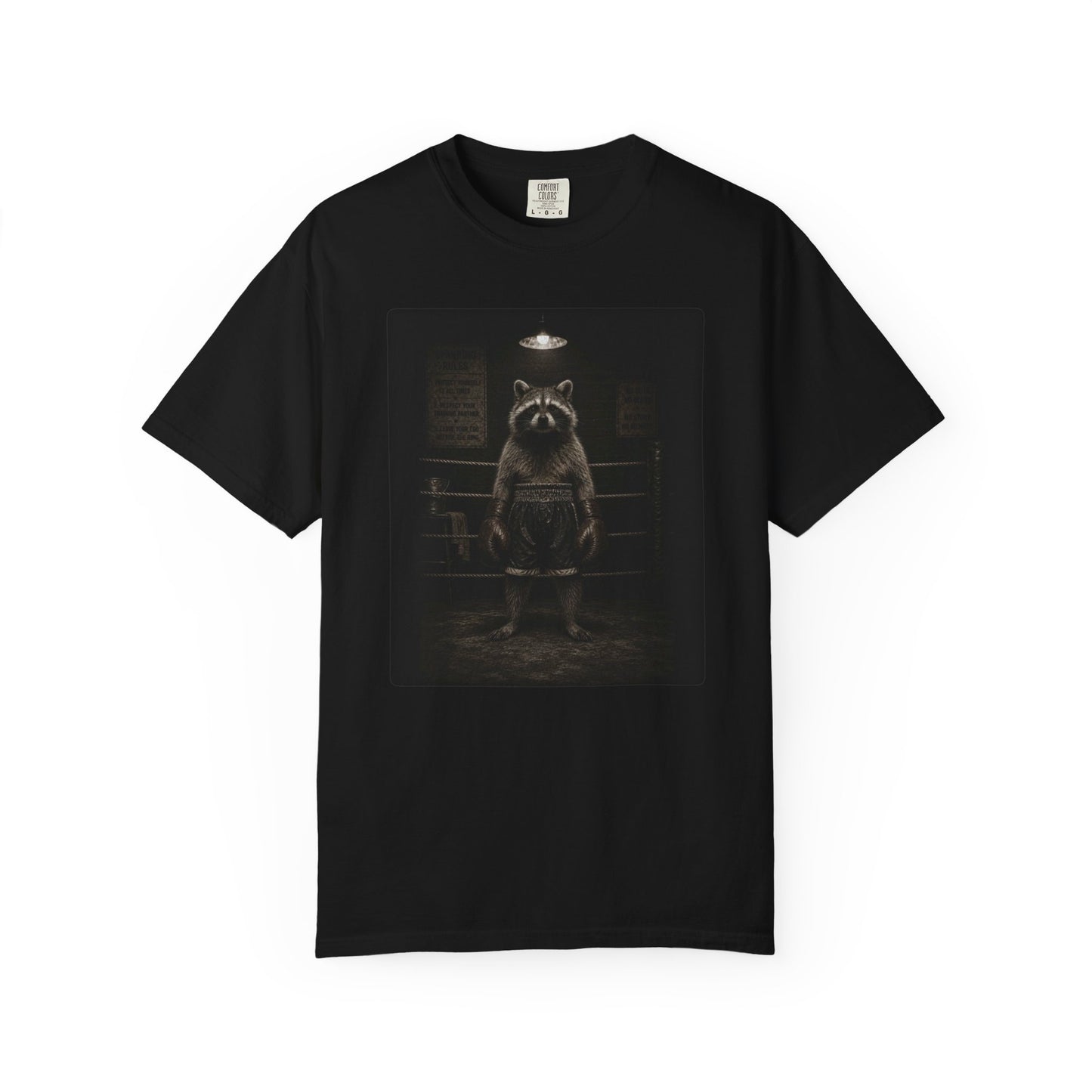Raccoon Boxer T-Shirt | Fighting the Chaos | Vintage Animal Graphic Tee | Unisex Comfort Colors Shirt