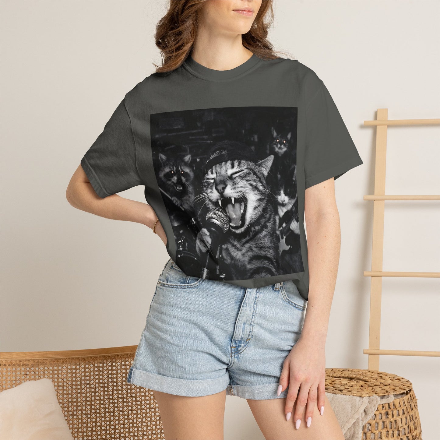 Garage Band Animals T-Shirt — 'Rocking Out' Cat & Squirrel Photorealistic Tee