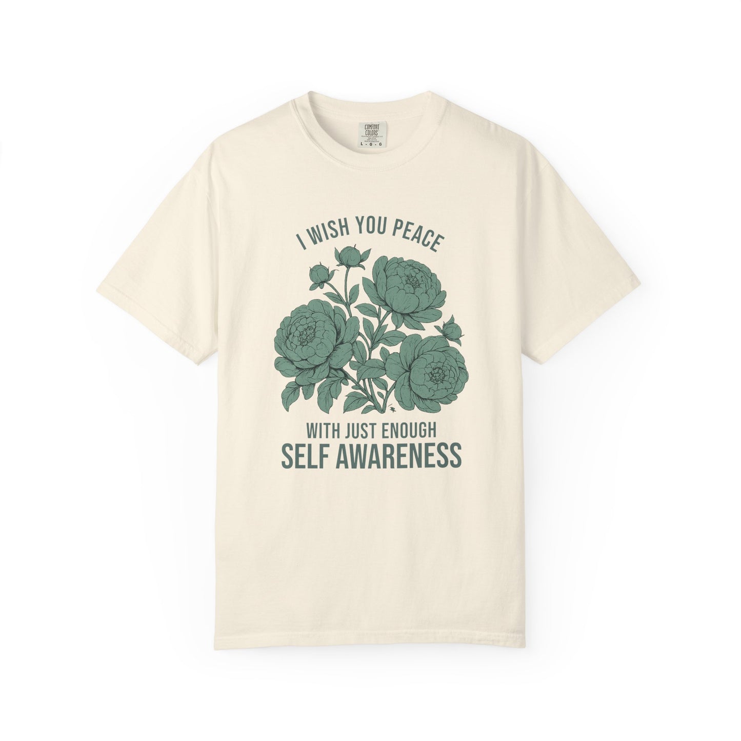 I Wish You Peace with Just Enough Self Awareness Shirt | Funny Introvert Graphic Tee | Vintage Floral Comfort Colors® T-Shirt
