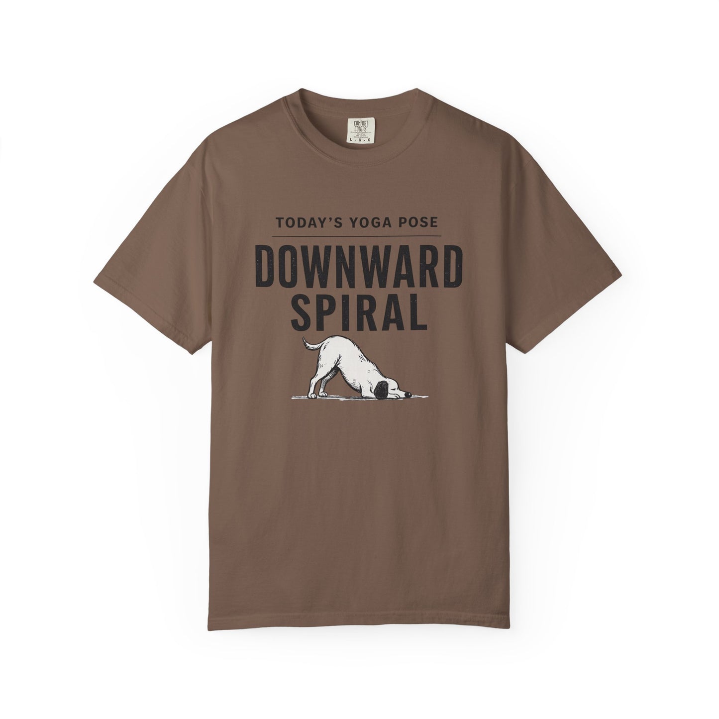 Downward Spiral Dog Yoga T-Shirt — Funny Downward Dog Graphic Tee