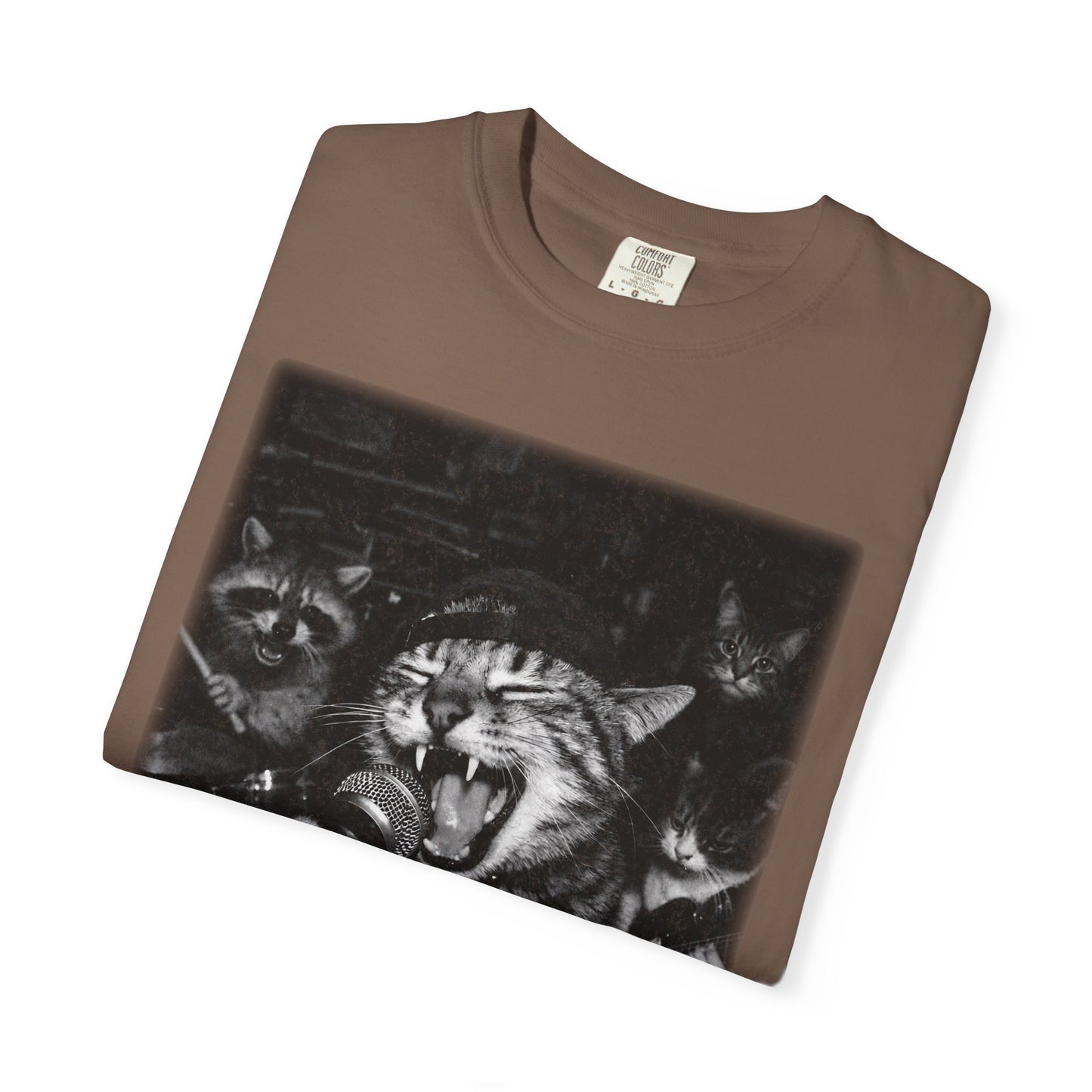 Garage Band Animals T-Shirt — 'Rocking Out' Cat & Squirrel Photorealistic Tee