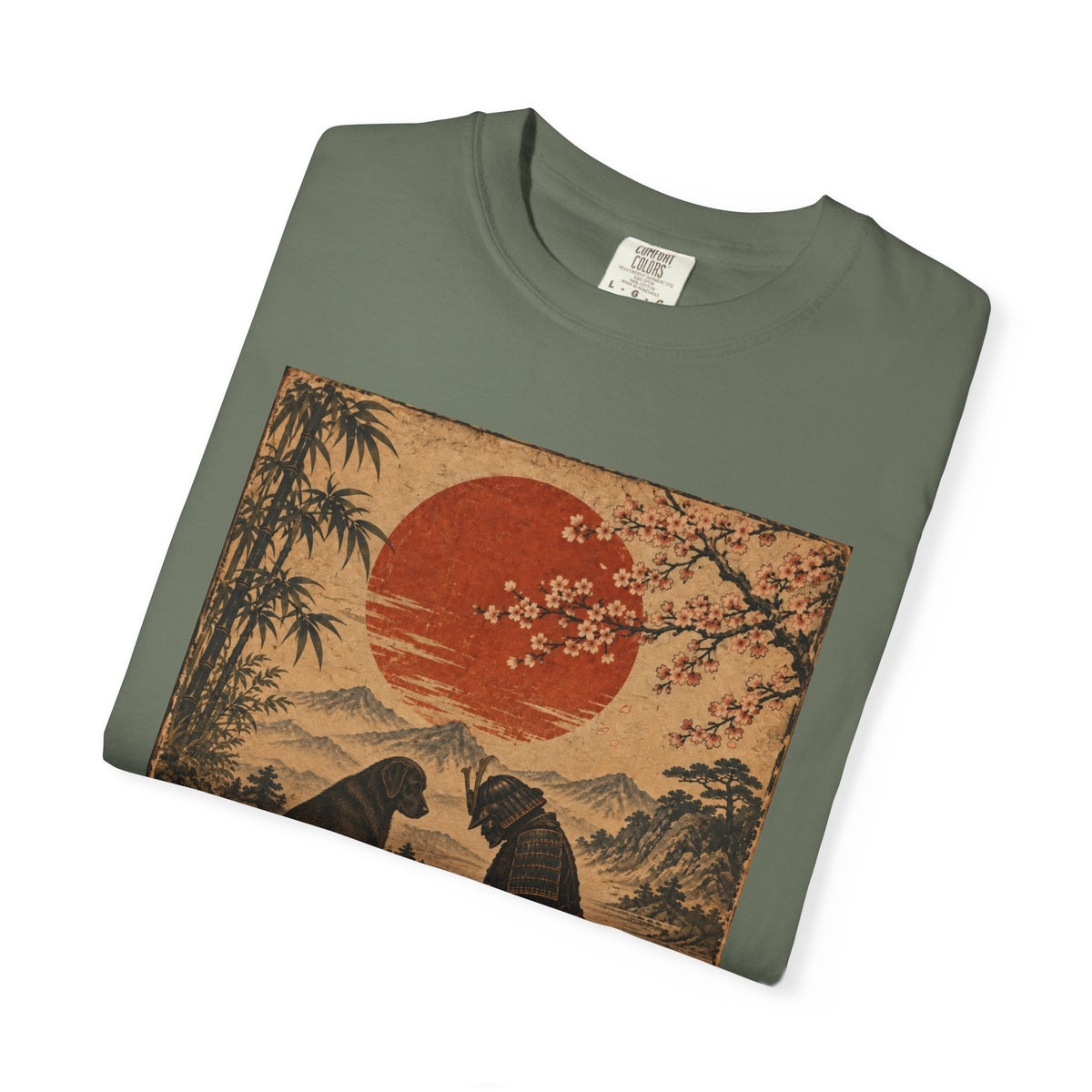 Samurai Bowing to Dog Shir, Vintage Japanese Dog Graphic Tee